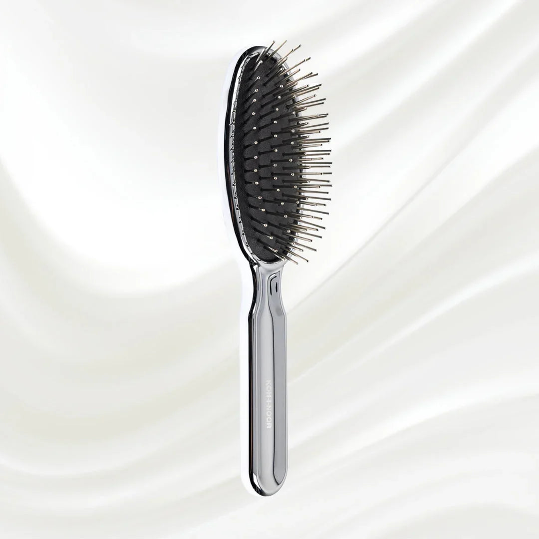 KOH-I-NOOR Metallic Metal Pin Hair Brush - Pneumatic Cushion for Thick & Wavy Hair