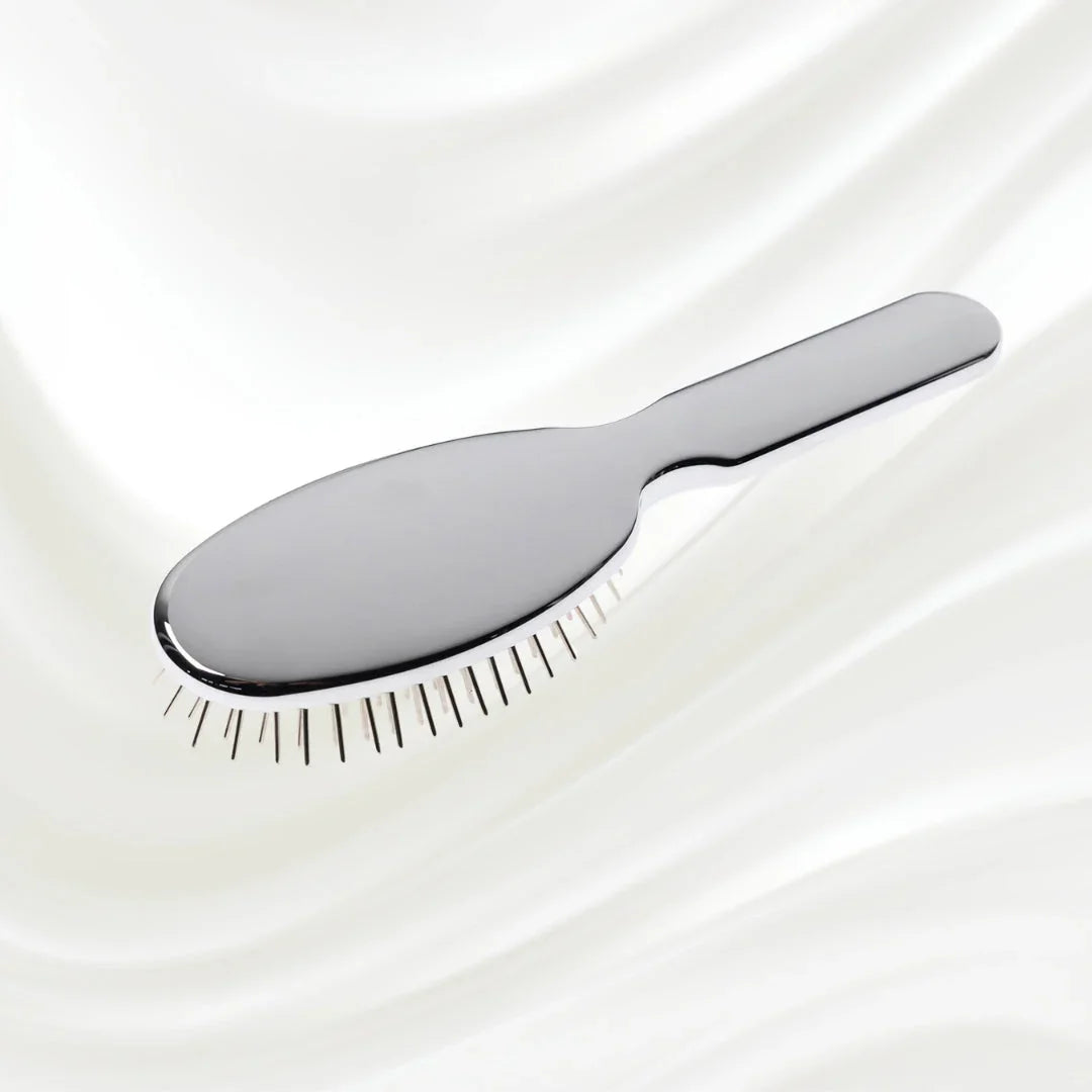 KOH-I-NOOR Metallic Metal Pin Hair Brush - Pneumatic Cushion for Thick & Wavy Hair