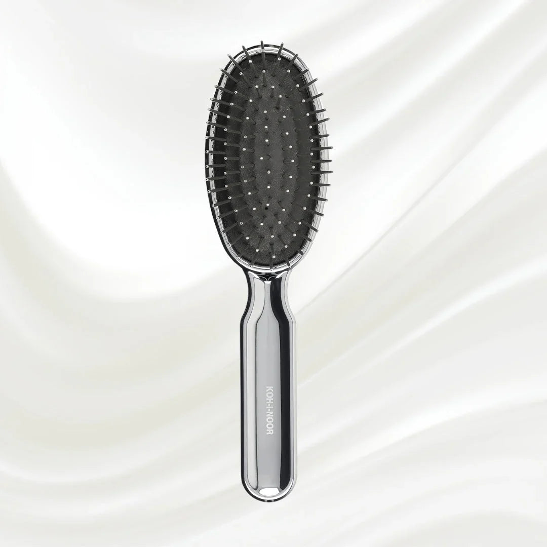 KOH-I-NOOR Metallic Metal Pin Hair Brush - Pneumatic Cushion for Thick & Wavy Hair