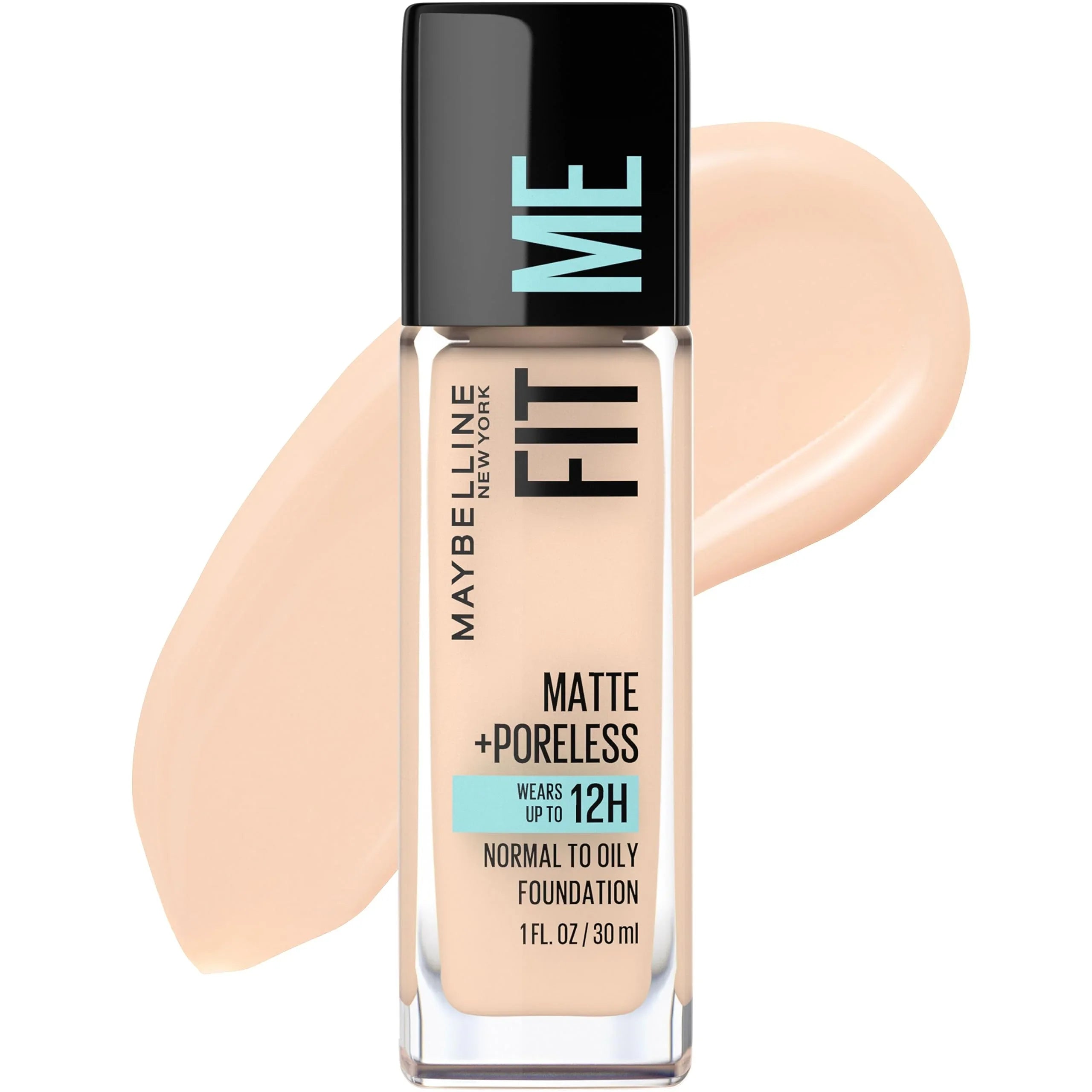 MAYBELLINE Fit Me Matte Liquid Oil-Free Foundation Makeup, Natural Ivory, 1 Count