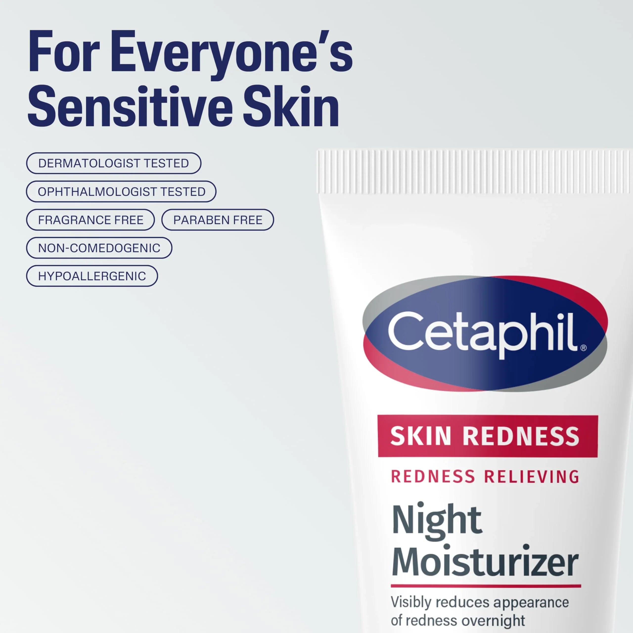 Cetaphil Night Cream, Redness Relieving Moisturizer for Face, 1.7 fl oz
