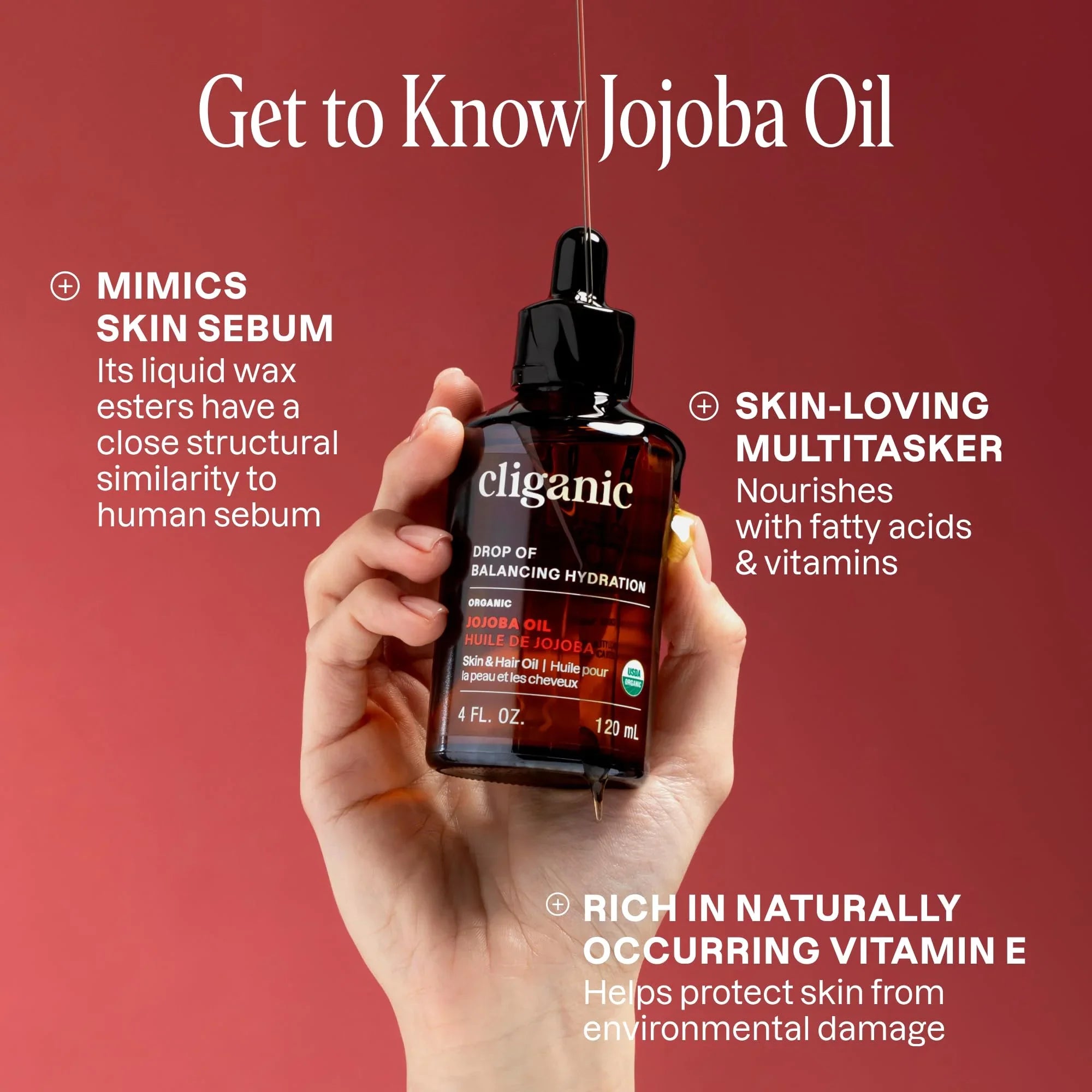 Cliganic Organic Jojoba Oil, 100% Pure (4oz)