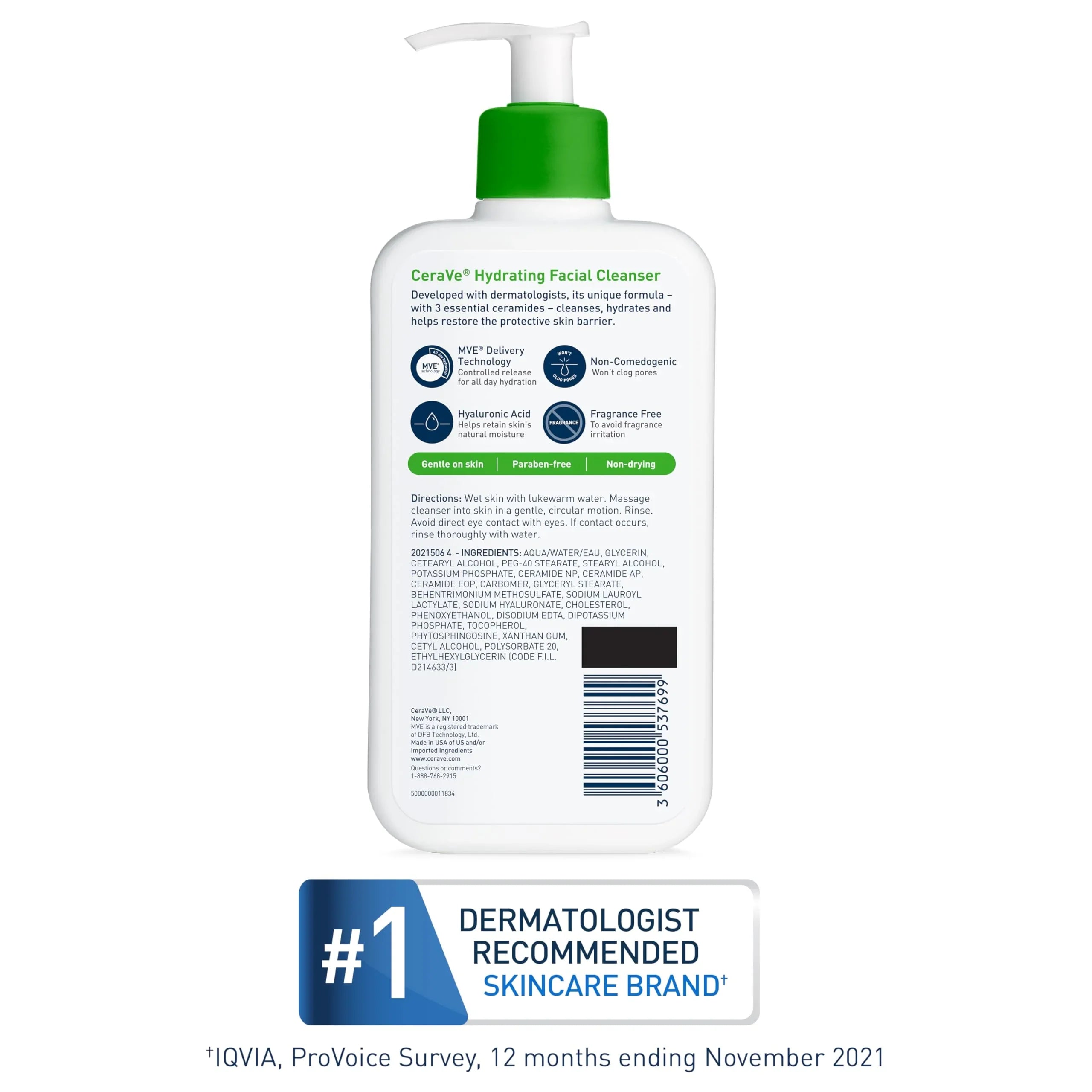 CeraVe Hydrating Facial Cleanser, Moisturizing Face Wash For Dry Skin