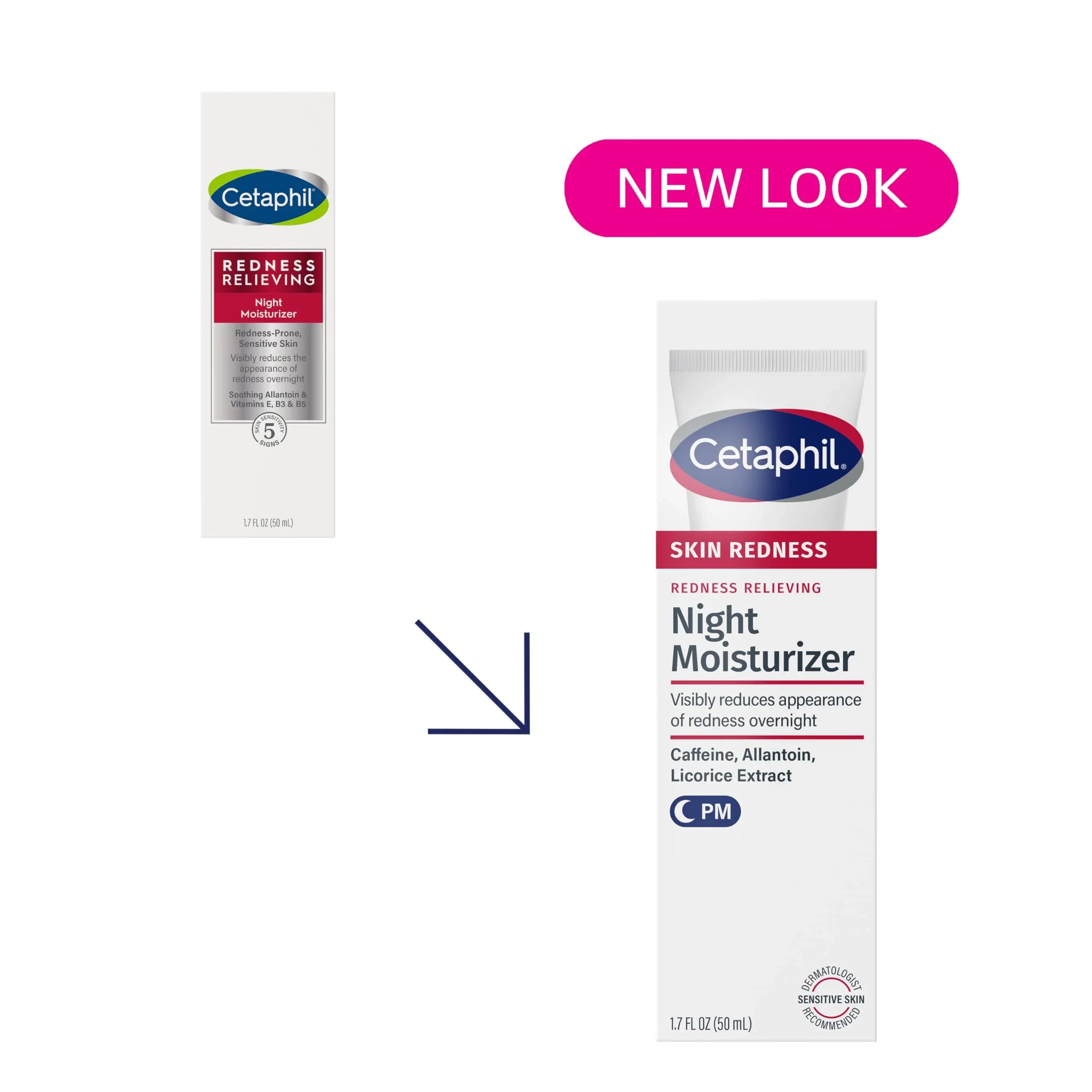 Cetaphil Night Cream, Redness Relieving Moisturizer for Face, 1.7 fl oz