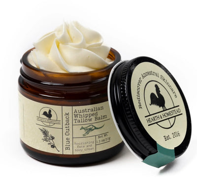 Hearth and Homestead: Handmade Blue Outback Australian Whipped Tallow Balm with Emu, Jojoba, Sandalwood, and Blue Cypress - Image 1