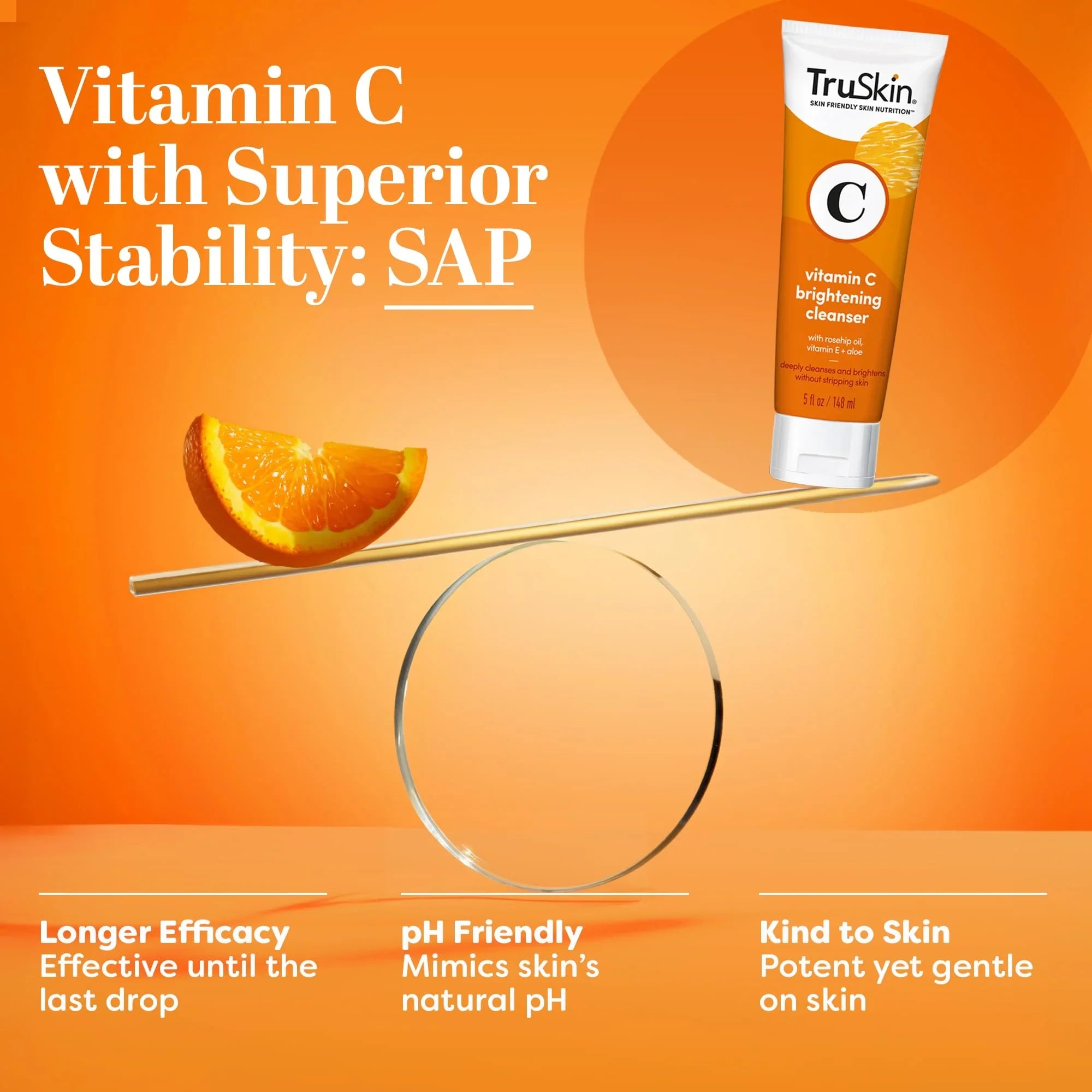 TruSkin Vitamin C Face Cleanser with Vitamins C & E, Rosehip Oil, Aloe Vera 5 fl oz