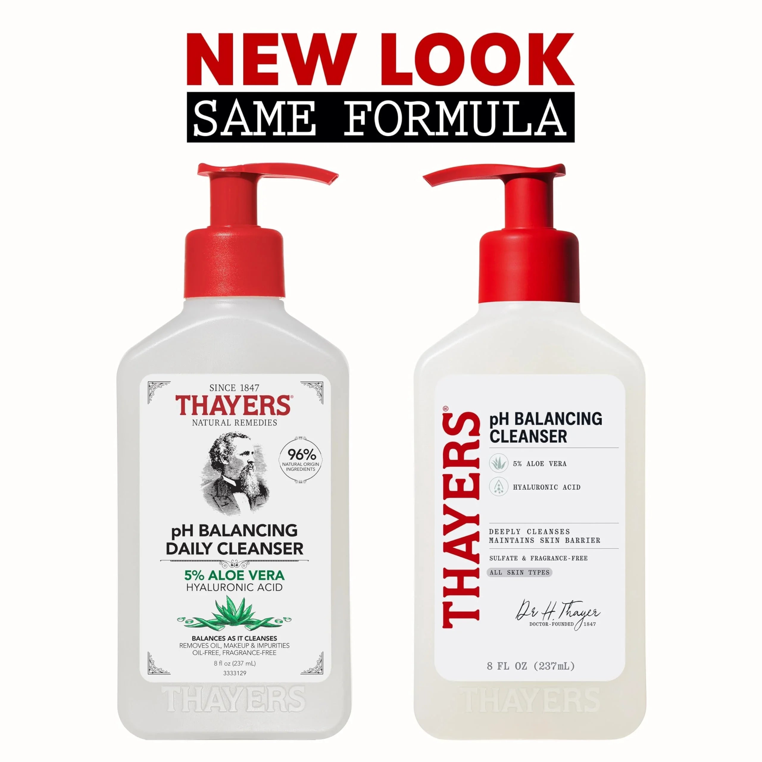 THAYERS pH Balancing Daily Cleanser, Face Wash with Aloe Vera