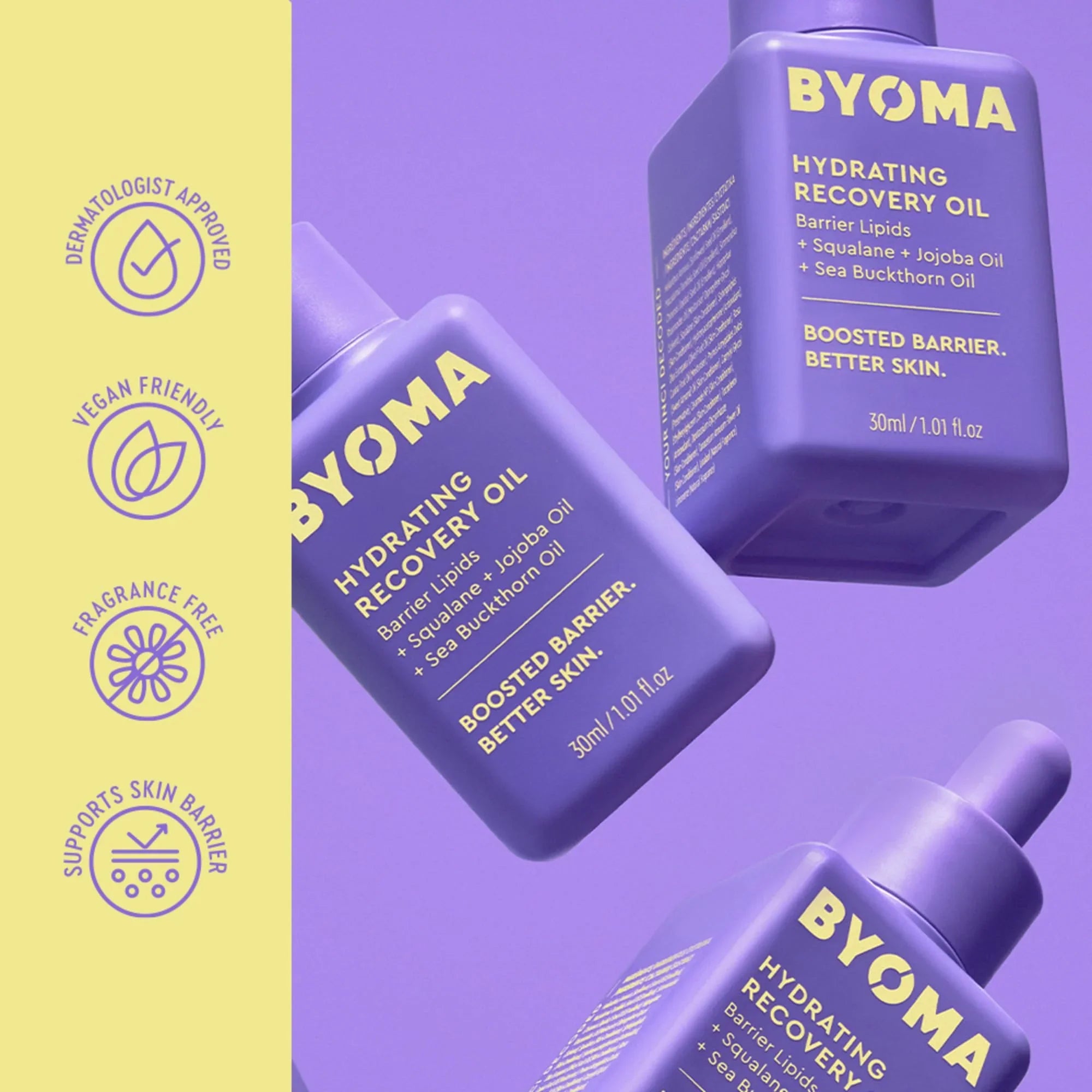 BYOMA Hydrating Recovery Oil - Luxury Face Oil with Squalane, Jojoba Oil & Seabuckthorn Oil