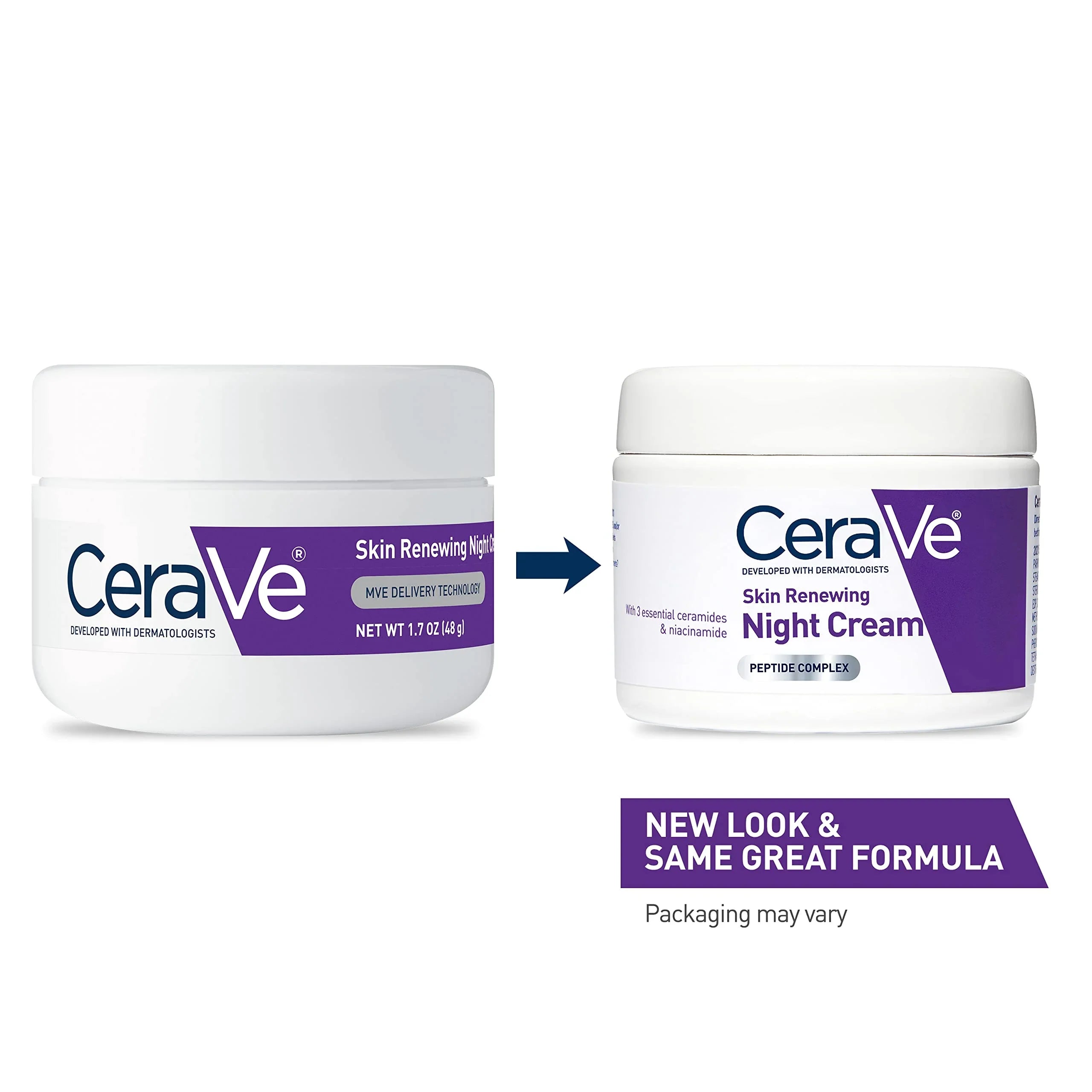 CeraVe Skin Renewing Night Cream, Niacinamide, Peptide Complex, and Hyaluronic Acid Moisturizer