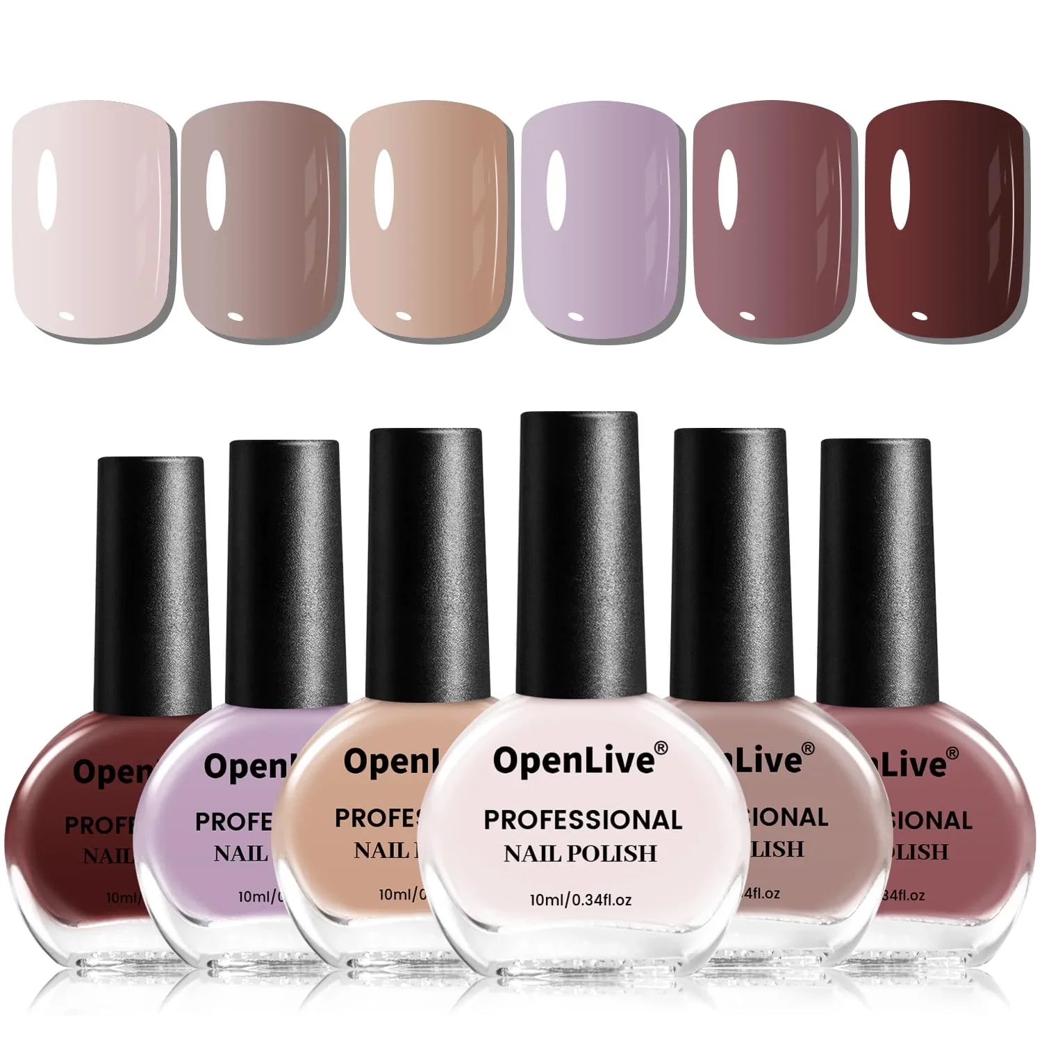 OpenLive 10ml Nude Pink Nail Polish Set 6 Colors Brown Red Purple