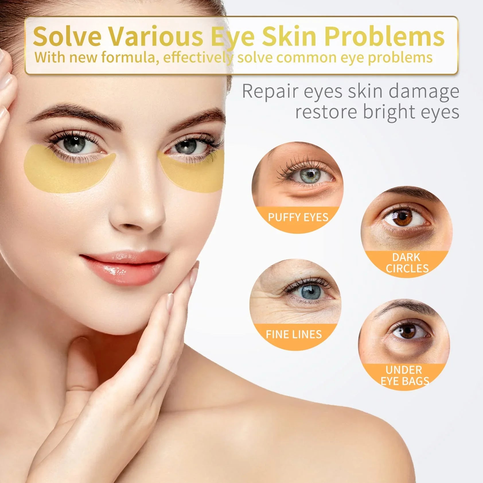 NAZANO 24K Gold Under Eye Patches - 60 Pack for Puffy Eyes