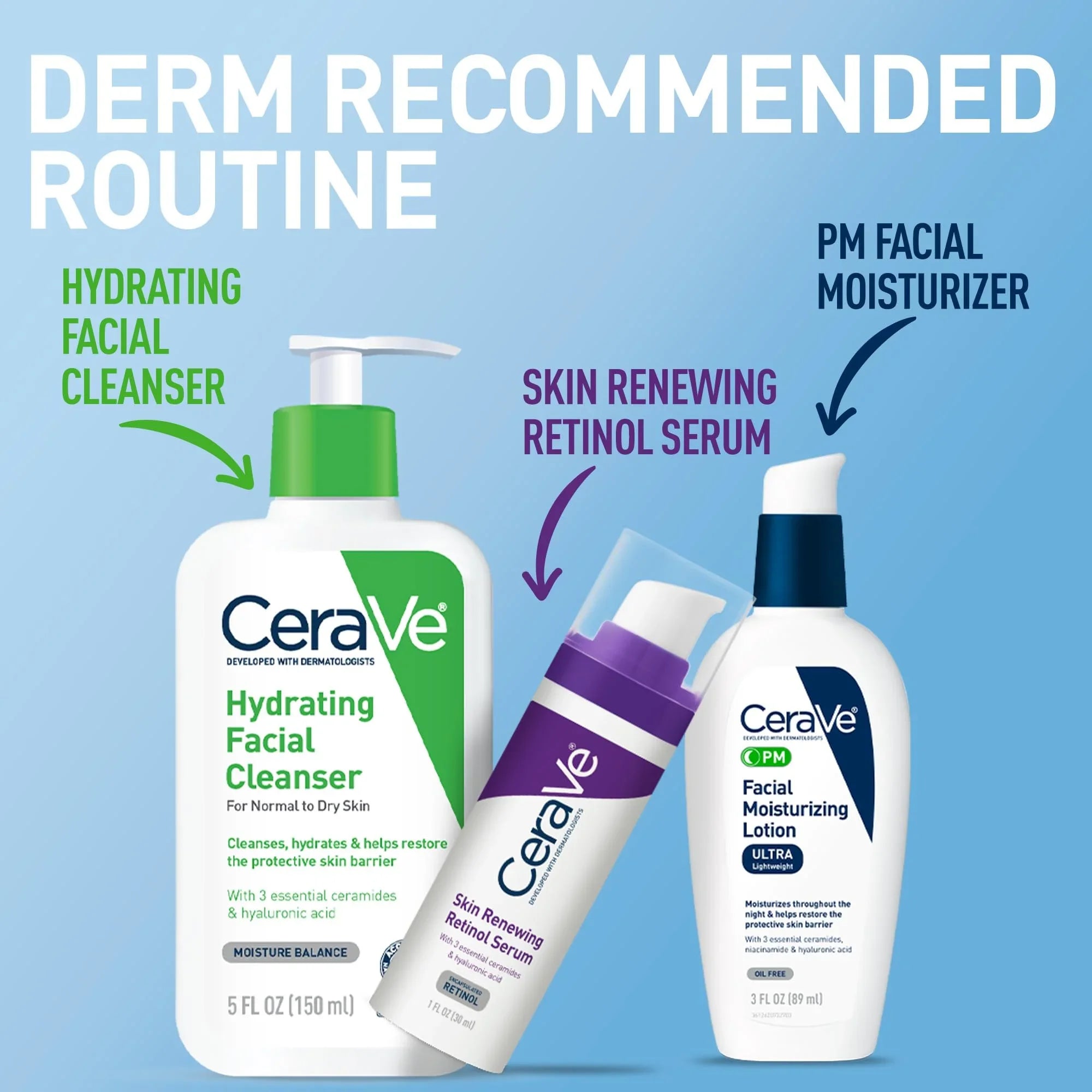 CeraVe Facial Moisturizing Lotion, Night Cream with Hyaluronic Acid and Niacinamide
