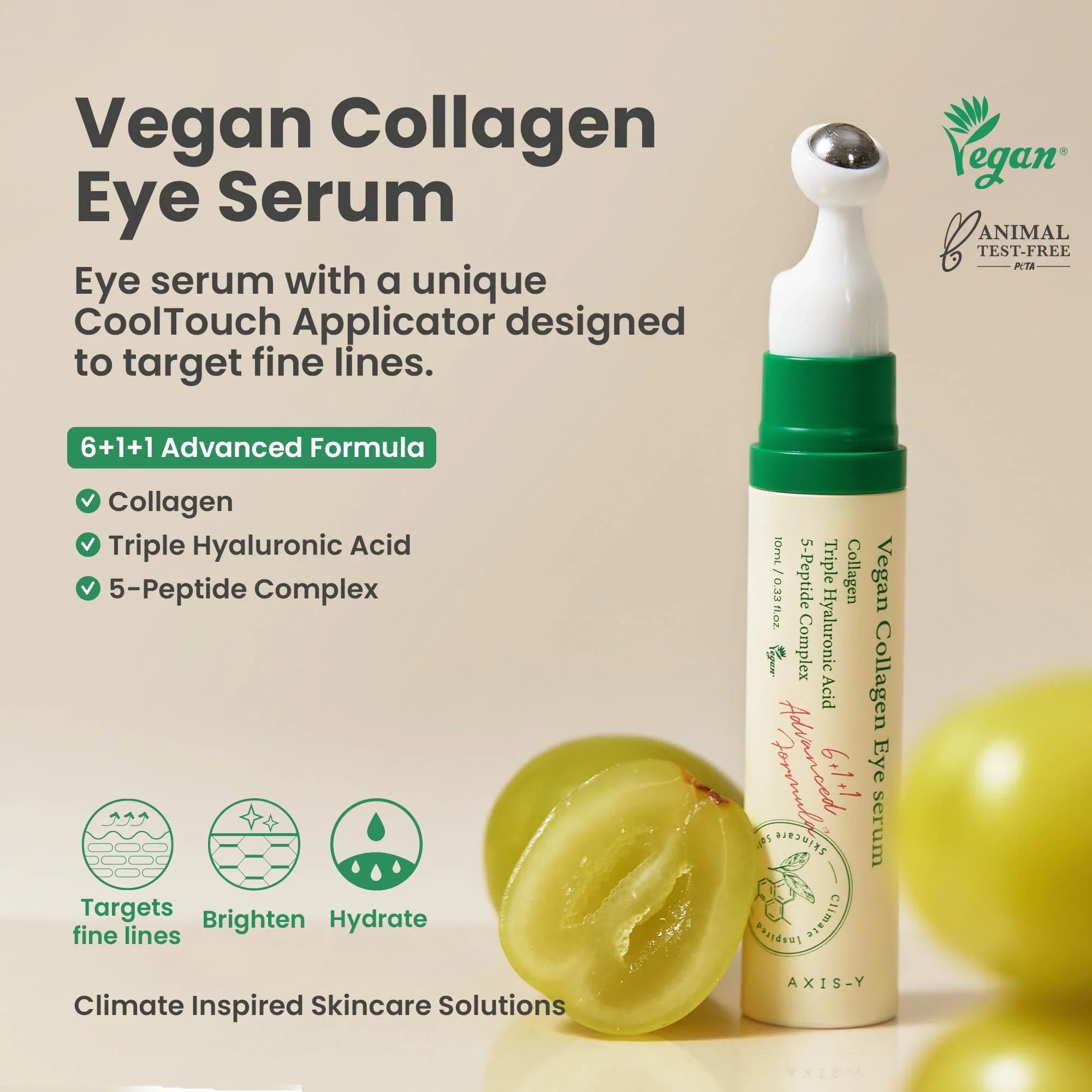 AXIS-Y Vegan Eye Serum with Hyaluronic Acid, Peptide, Collagen
