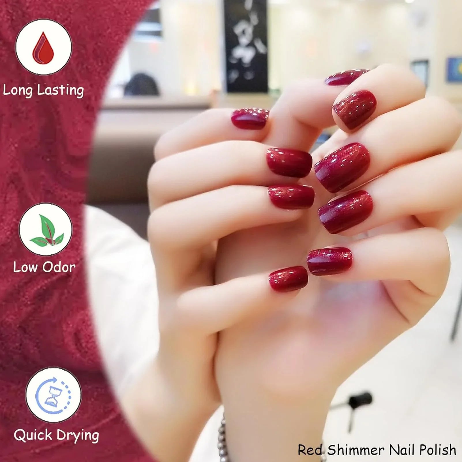 NovaCharm Bright Red Pearlescent Nail Polish