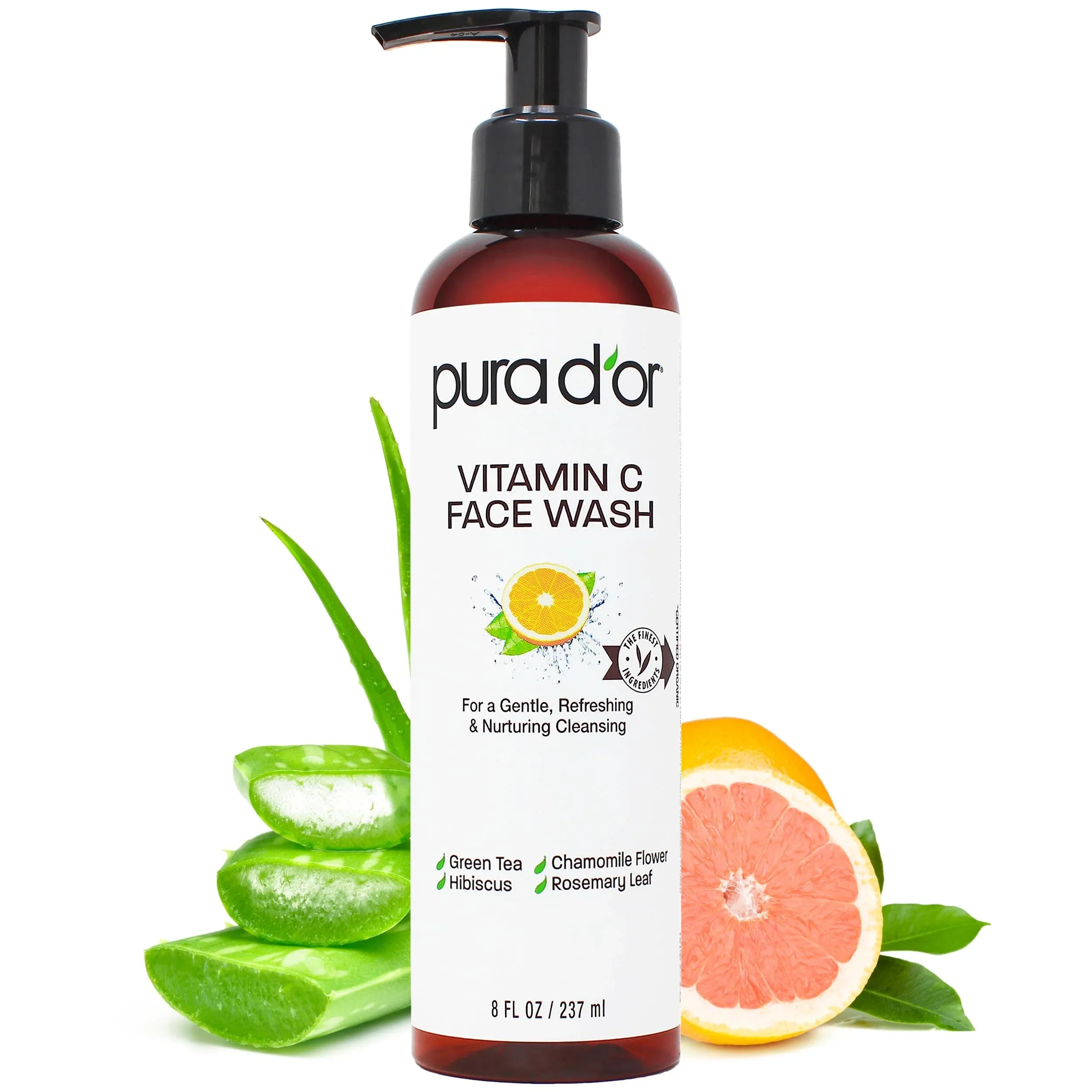 PURA D'OR 8 Oz Vitamin C Face Wash - All Skin Types