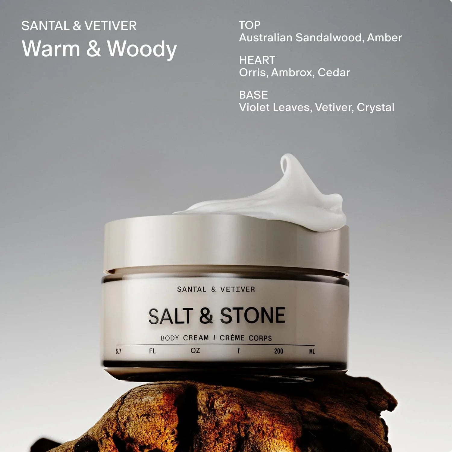 Salt & Stone Body Cream – Bergamot & Hinoki with Seaweed Extracts, Spirulina & Squalane
