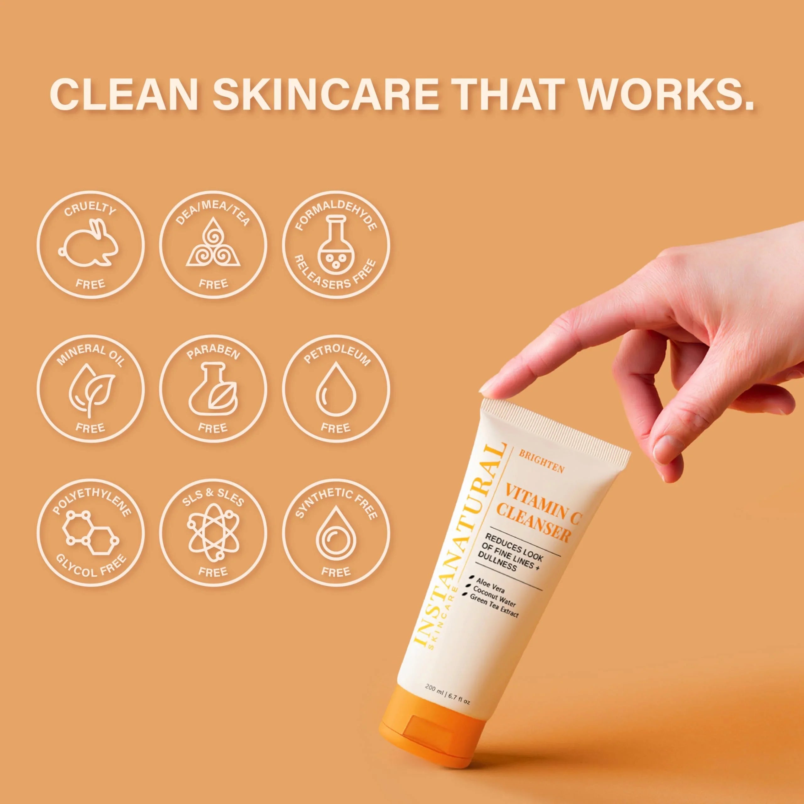 InstaNatural Vitamin C Cleanser with Coconut Water and Aloe Vera, 6.7 FL Oz