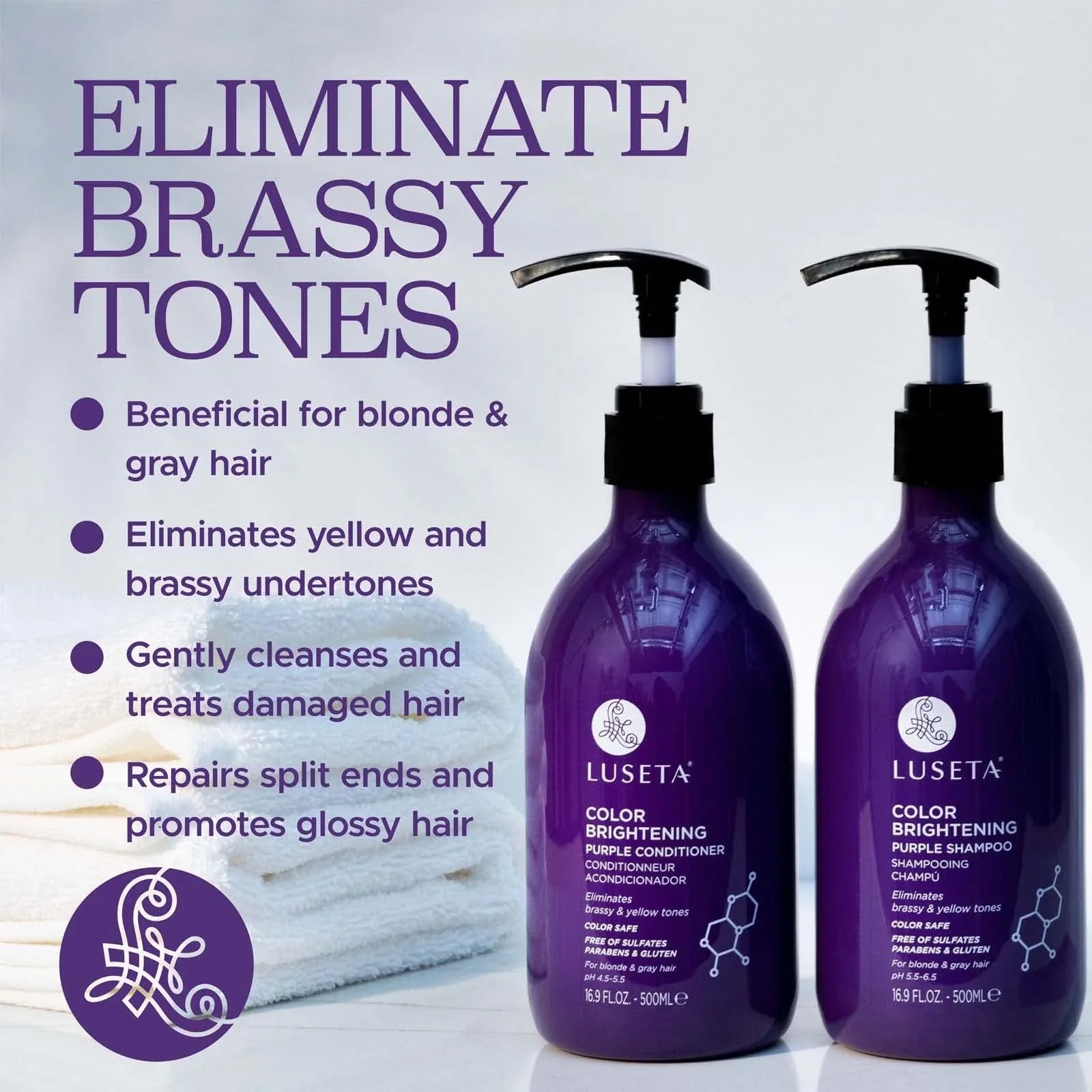 L LUSETA Purple Shampoo and Conditioner Set