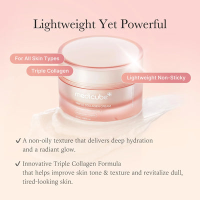 medicube Triple Collagen Cream - Hydrating & Firming Moisturizer with Hyaluronic Acid, Premium Elastin, Shea Butter - Image 3