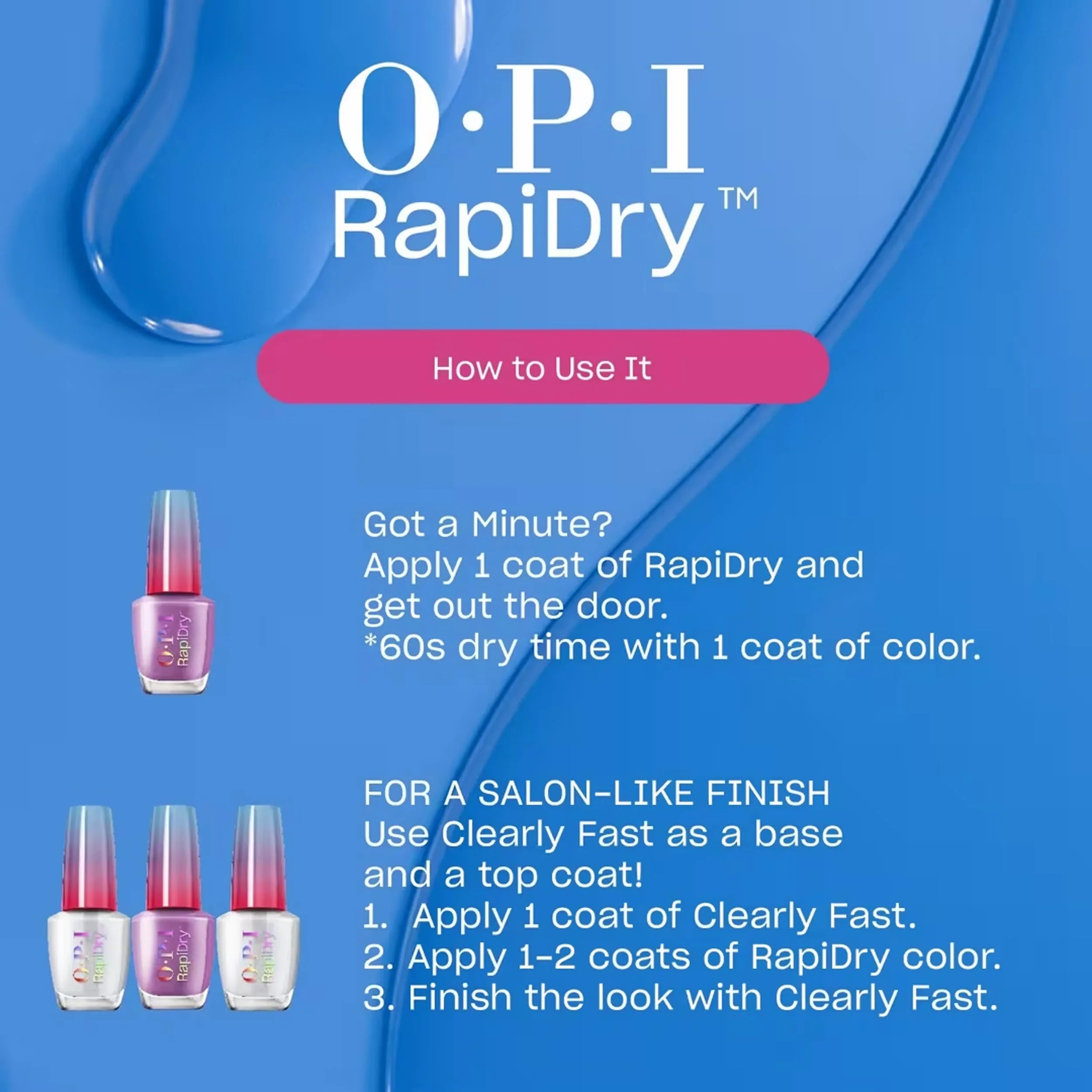 OPI RapiDry Flash n' Flirty | Opaque Soft Pink Pearl Nail Polish