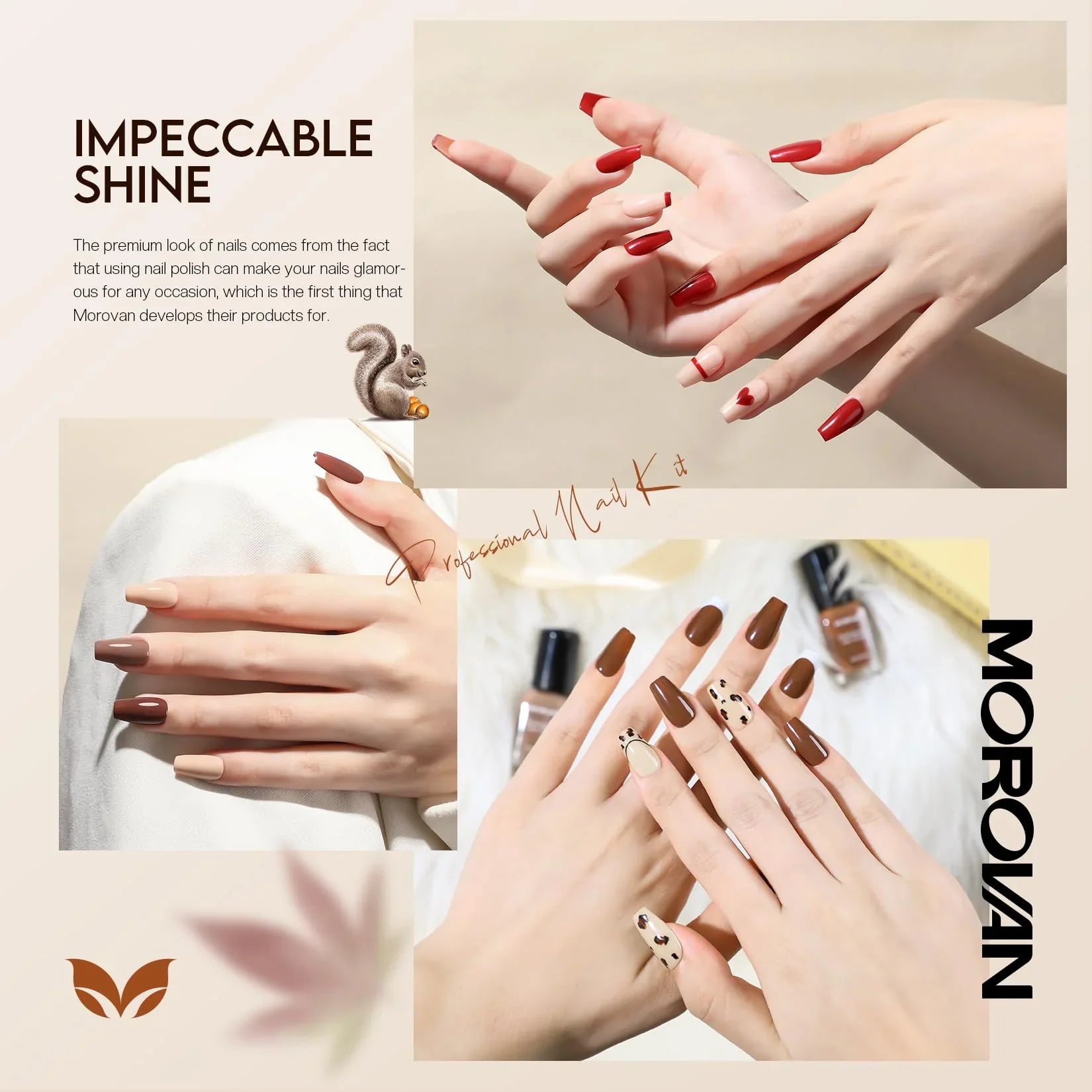 Morovan Nail Polish Set: Winter Nude Dark Chocolate