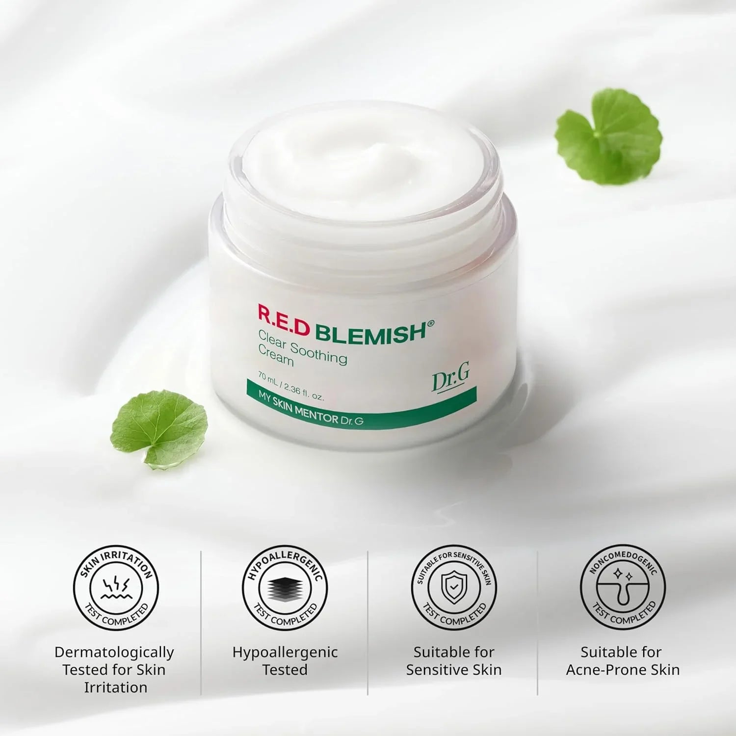 Dr.G Red Blemish Clear Soothing Korean Moisturizer Face Cream, 50Ml - Cica Cream, Korean Skin Care Moisturizer, Korean Face Moisturizer, Facial Moisturizer, Korean Skincare, K Beauty Skincare Coreano
