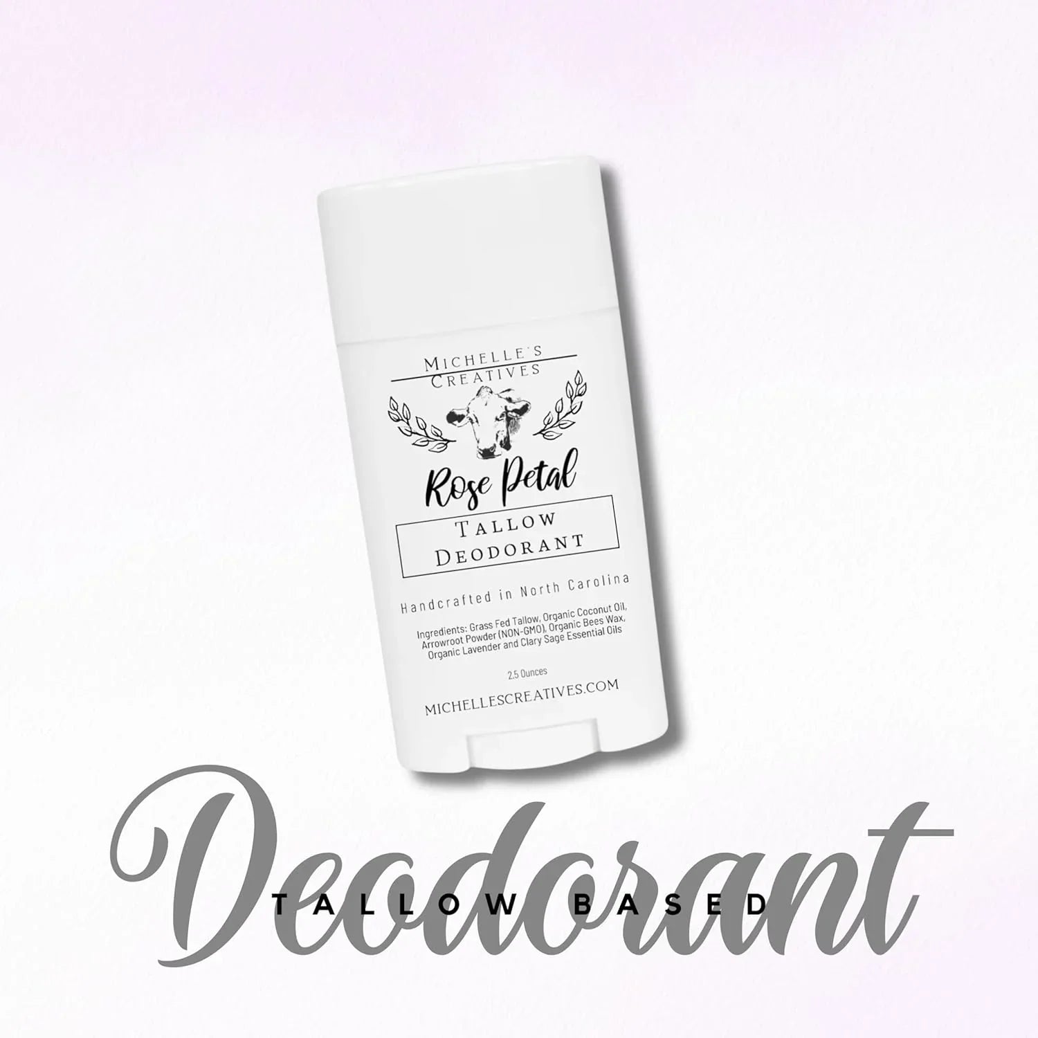 Michelle's Creatives Handmade Tallow Based Deodorant Stick - Handmade with Love and Made with Natural Ingredients - Rose Pearl Deodorant - Natural Deodorant Made with Grass Fed Tallow Organic