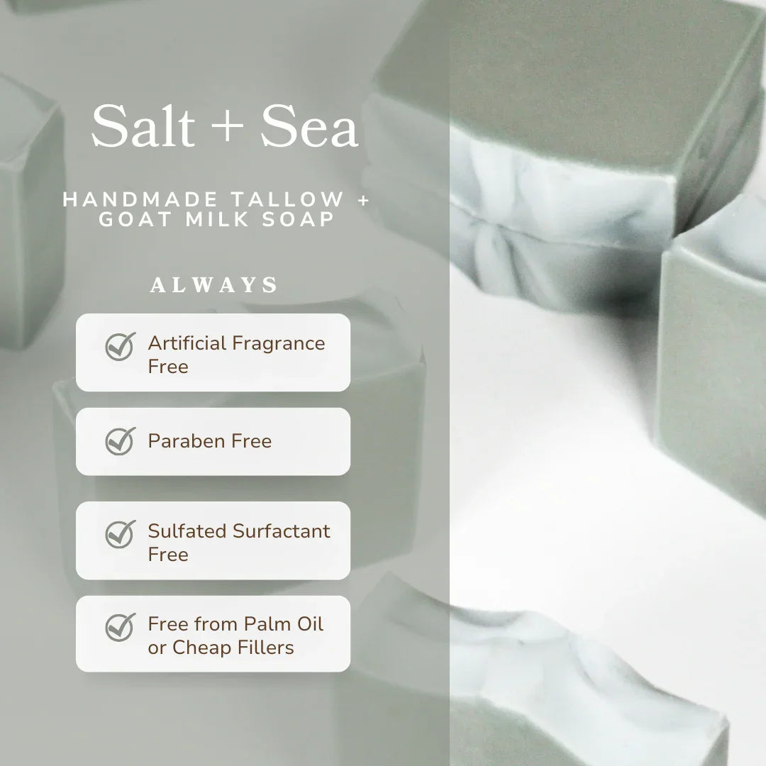 Pretty farm girl Salt + Sea Bar Handmade Tallow and Goat Milk Soap Bar