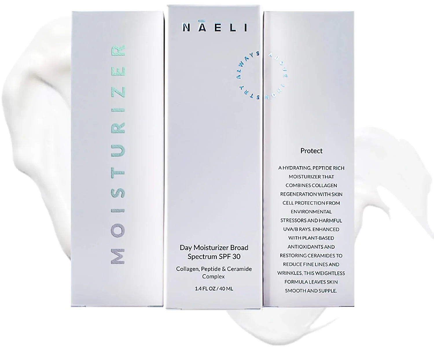 NAELI Face Moisturizer with SPF 30, anti Aging Collagen & Peptide Cream, Reduces Wrinkles - Lightweight Skin Hydration with Hyaluronic Acid, Paraben Free & Non-Comedogenic Sunscreen, 1.4 Oz