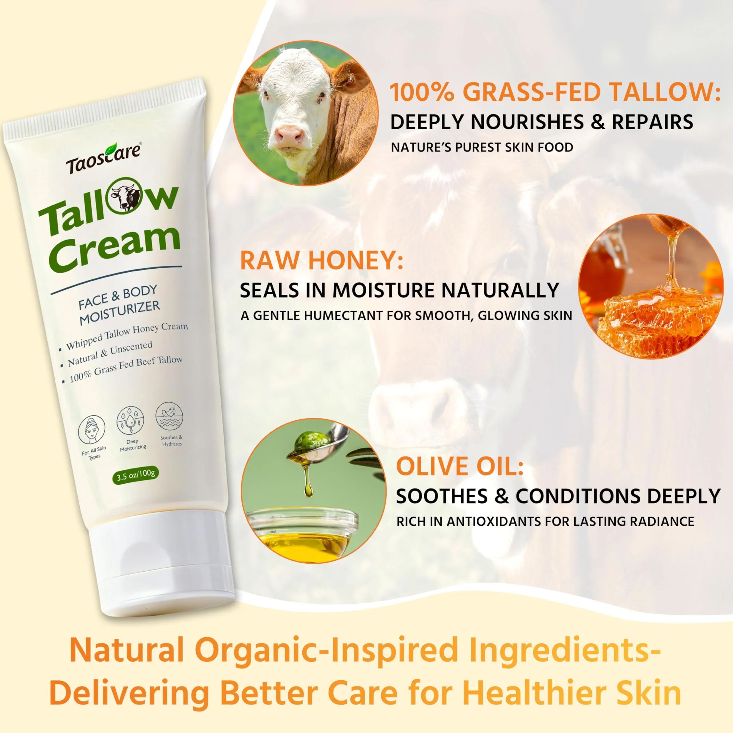 Taoscare 100% Grass-Fed Whipped Tallow Balm