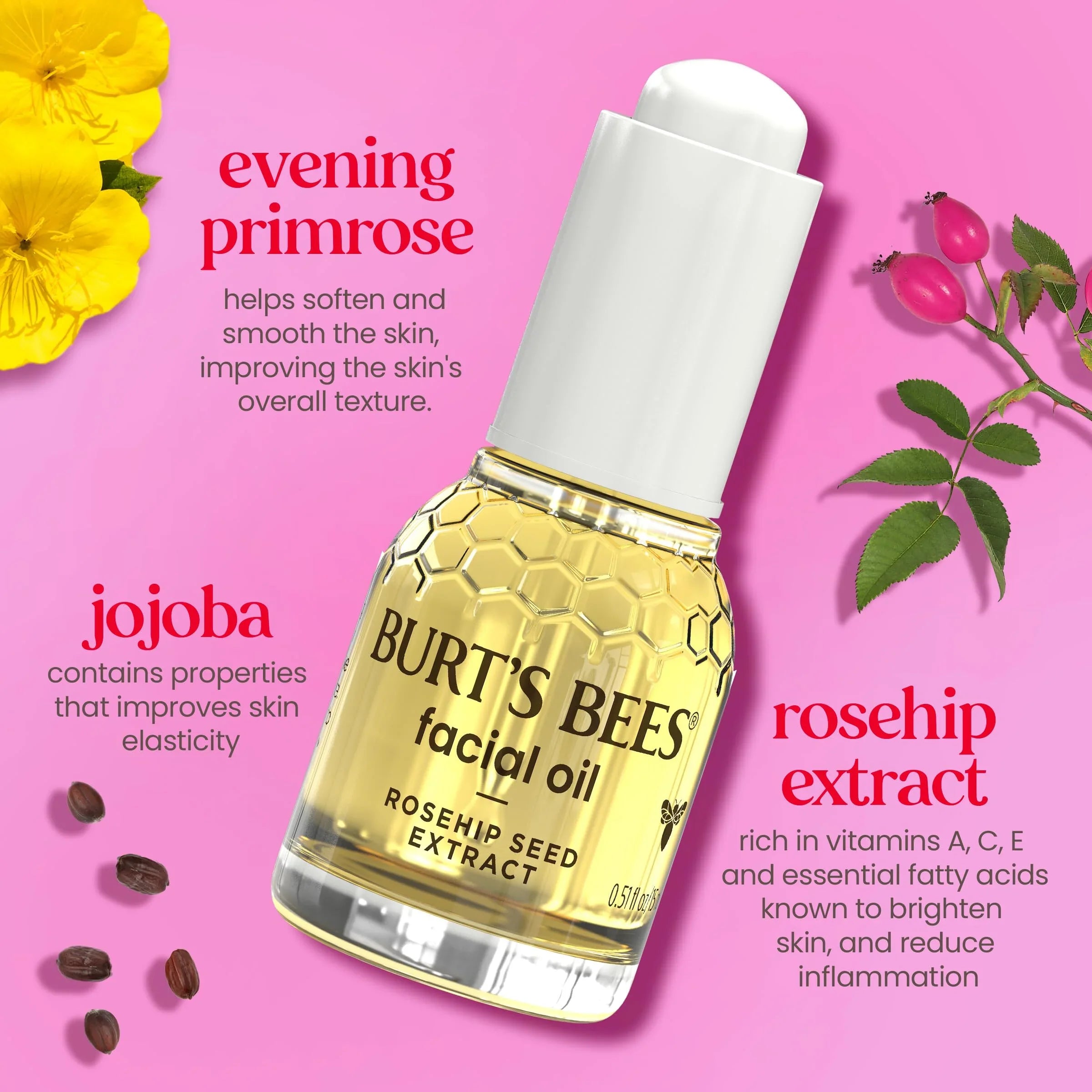 Burt's Bees Gua Sha Face Oil With Rosehip Seed Extract