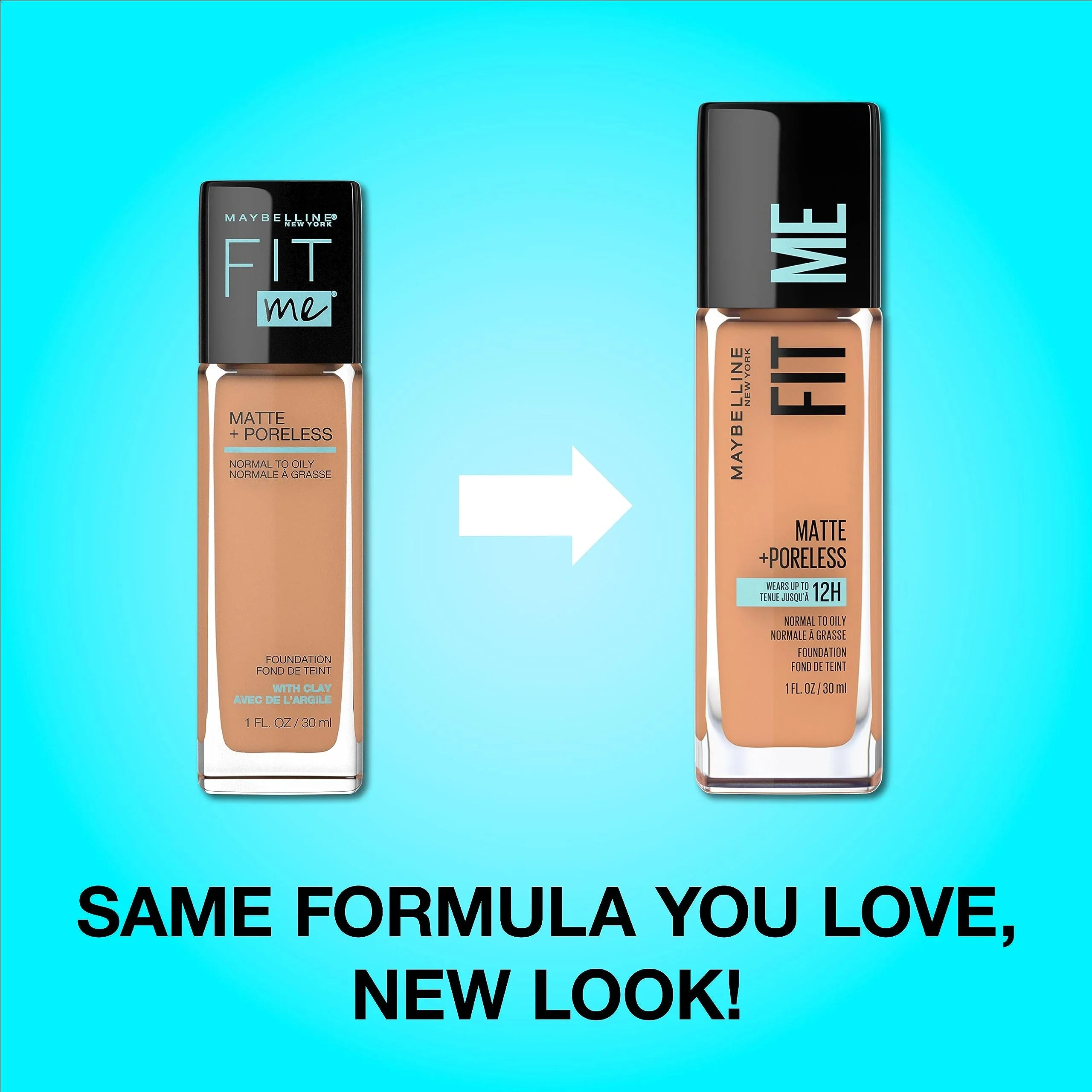 MAYBELLINE Fit Me Matte Liquid Oil-Free Foundation Makeup, Natural Ivory, 1 Count