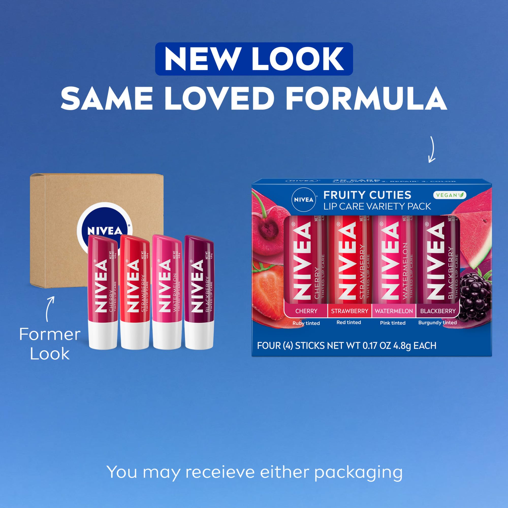 NIVEA Fruity Tinted Lip Balm Variety Pack