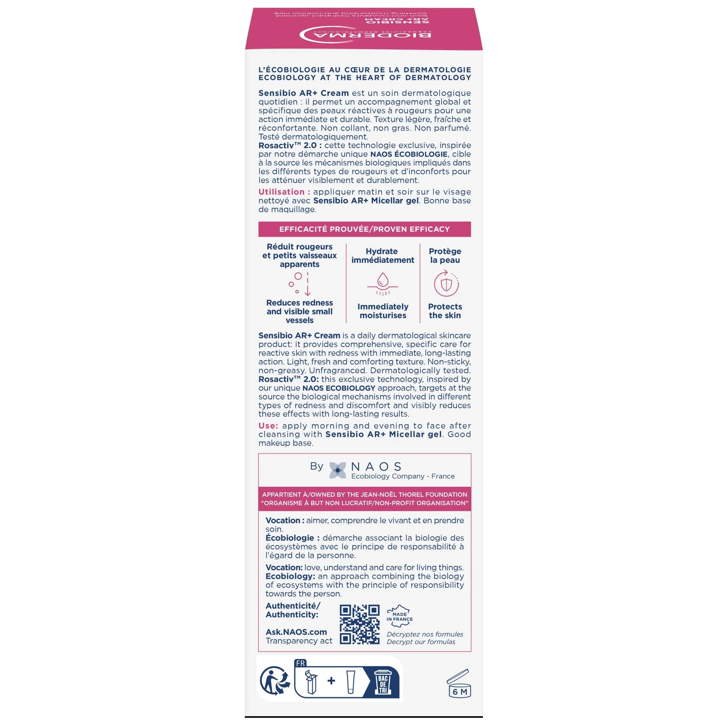 Bioderma AR+ Cream, Facial Redness Relief Lotion for Sensitive Skin