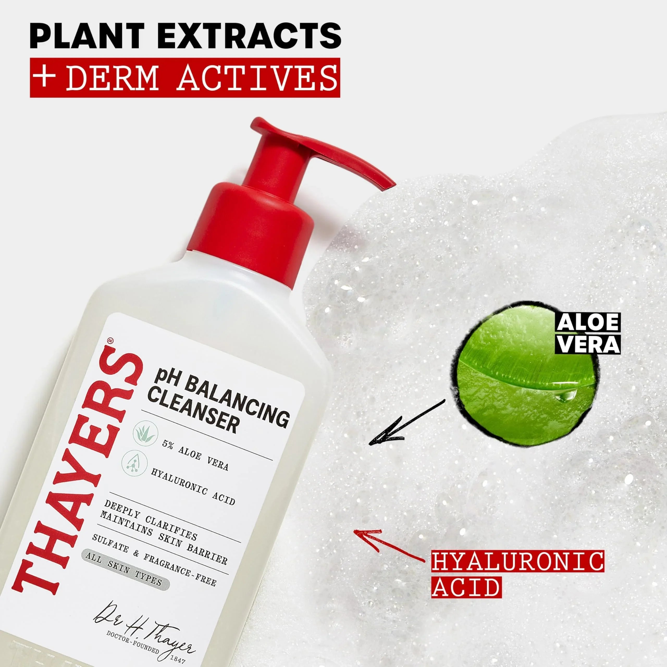THAYERS pH Balancing Daily Cleanser, Face Wash with Aloe Vera