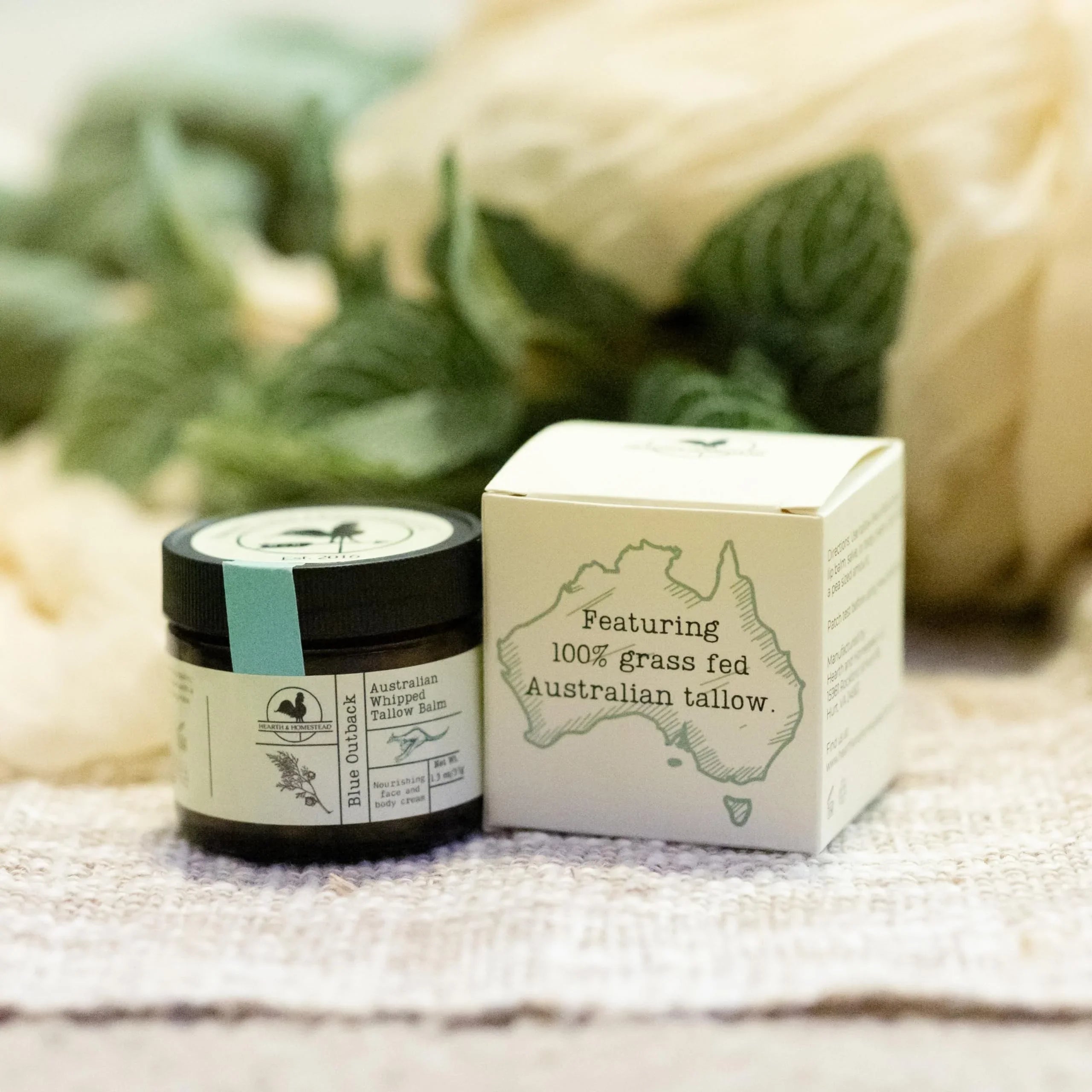 Hearth and Homestead: Handmade Blue Outback Australian Whipped Tallow Balm with Emu, Jojoba, Sandalwood, and Blue Cypress