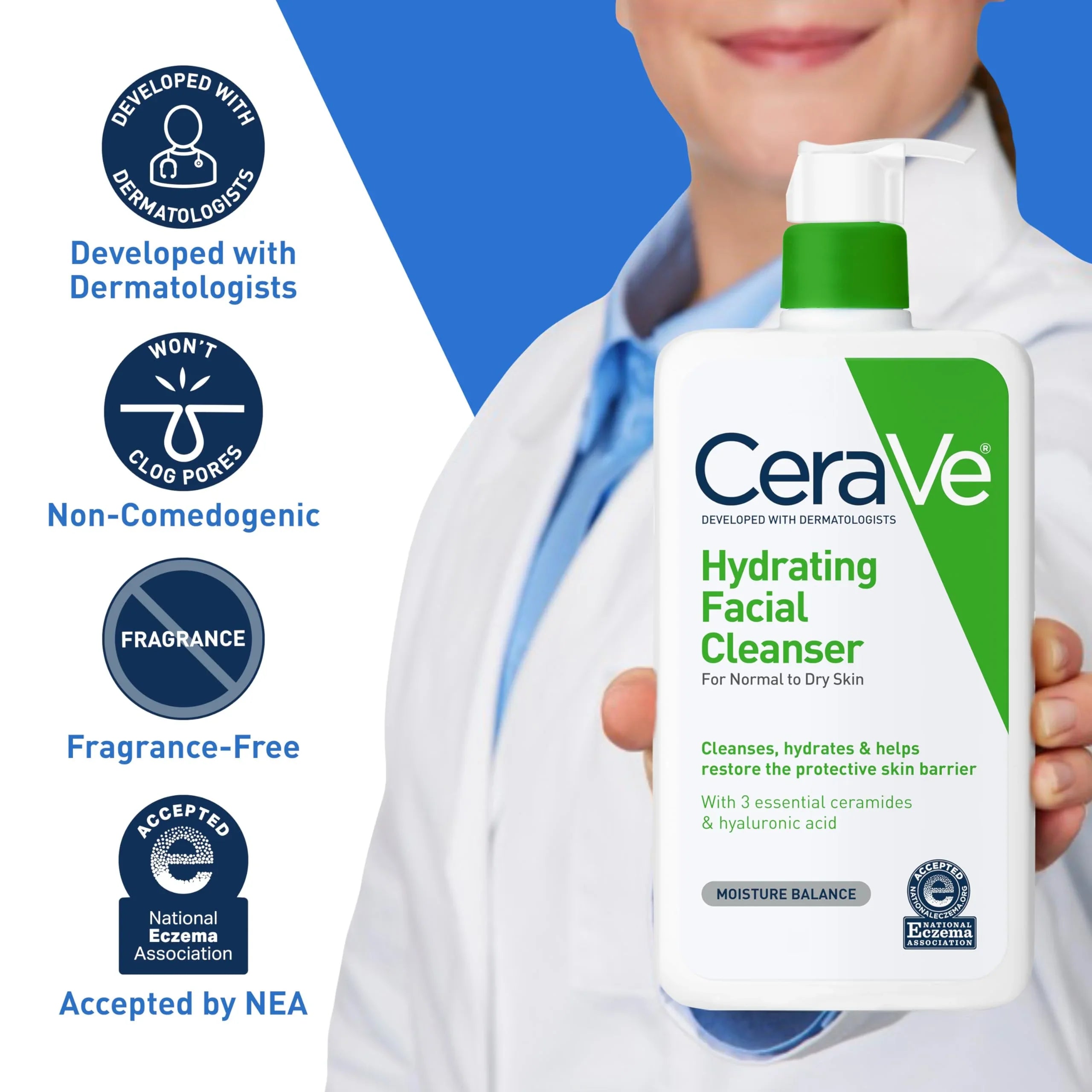 CeraVe Hydrating Facial Cleanser, Moisturizing Face Wash For Dry Skin