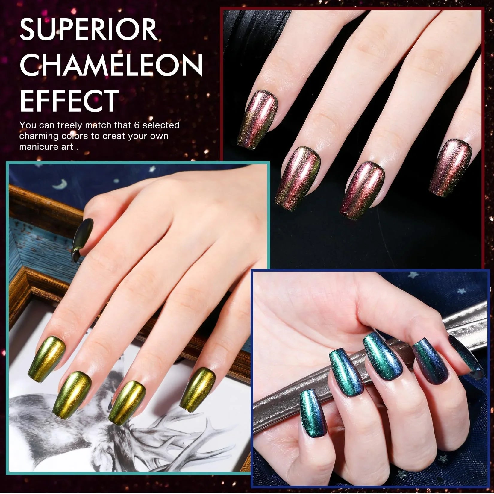 Morovan Fingernail Nail Polish Set: Holographic Metallic Lacquer Air Dry Nail Polish