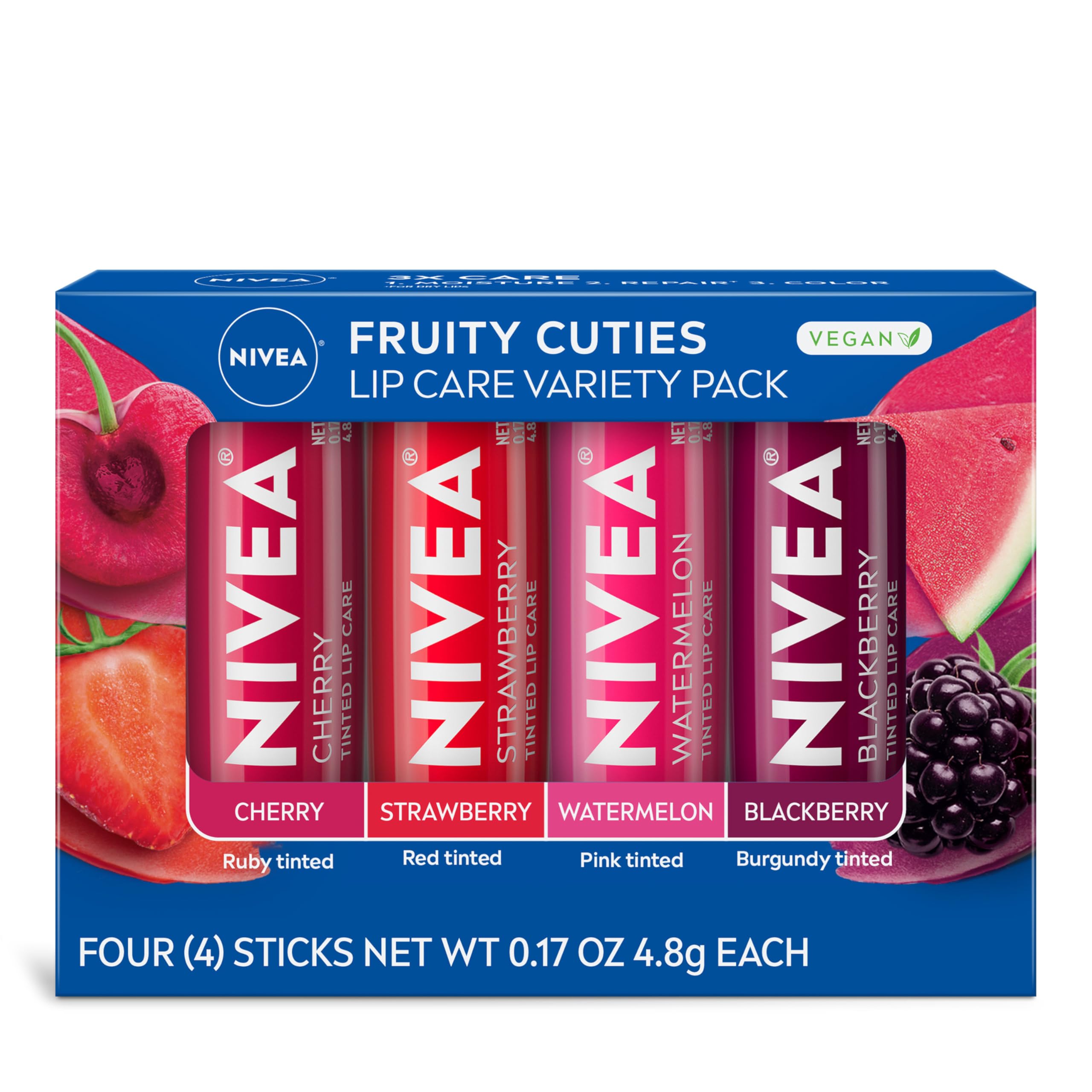NIVEA Fruity Tinted Lip Balm Variety Pack