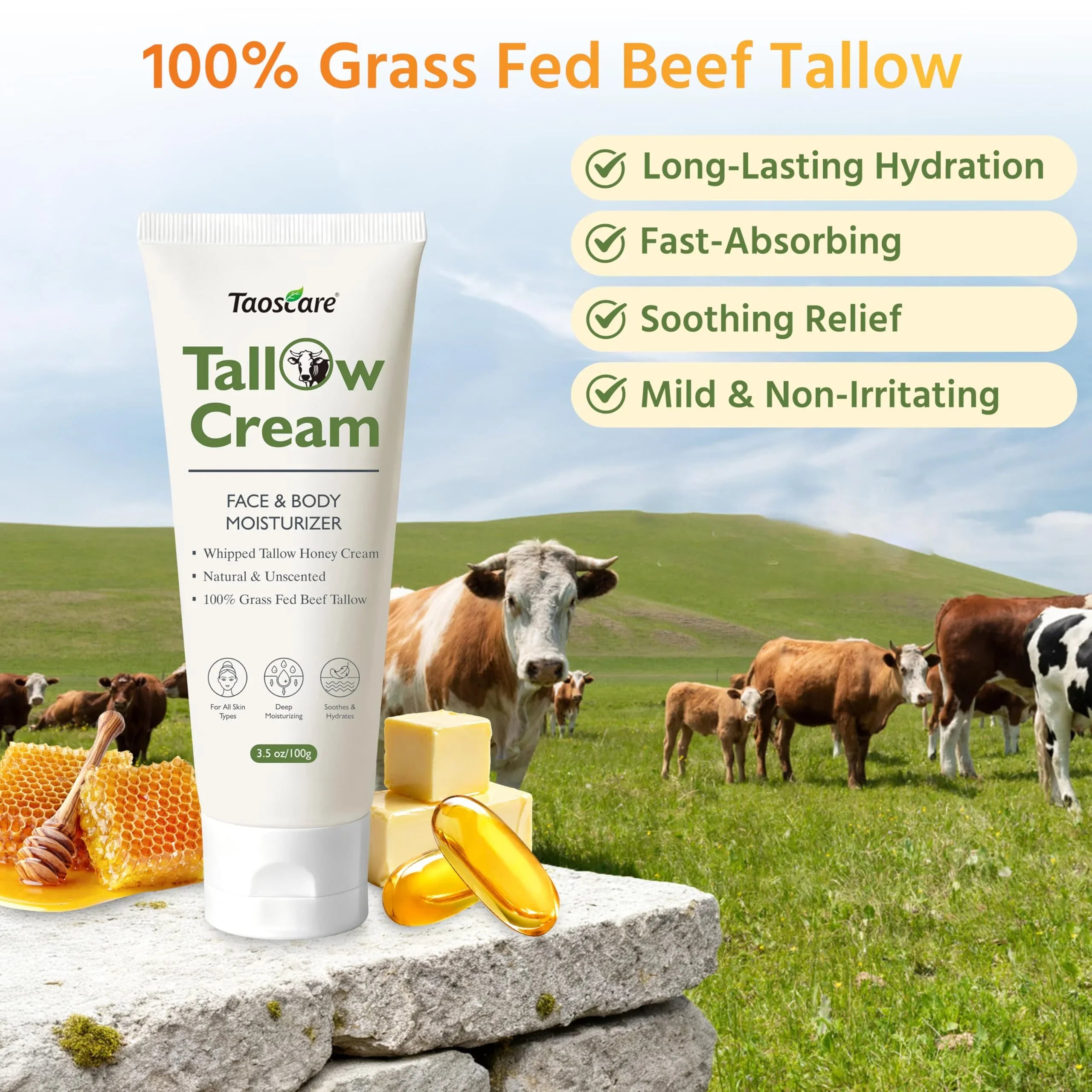 Taoscare 100% Grass-Fed Whipped Tallow Balm