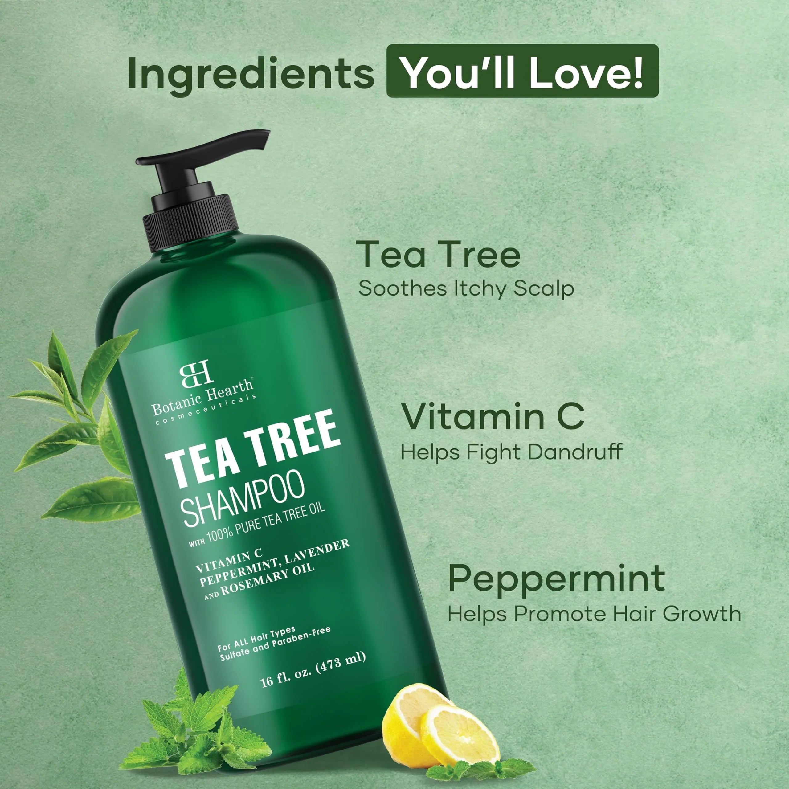 Botanic Hearth Tea Tree Shampoo, Vitamin C, Peppermint, Lavender And Rosemary Oil