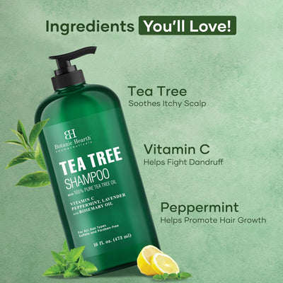 Botanic Hearth Tea Tree Shampoo, Vitamin C, Peppermint, Lavender And Rosemary Oil - Image 4