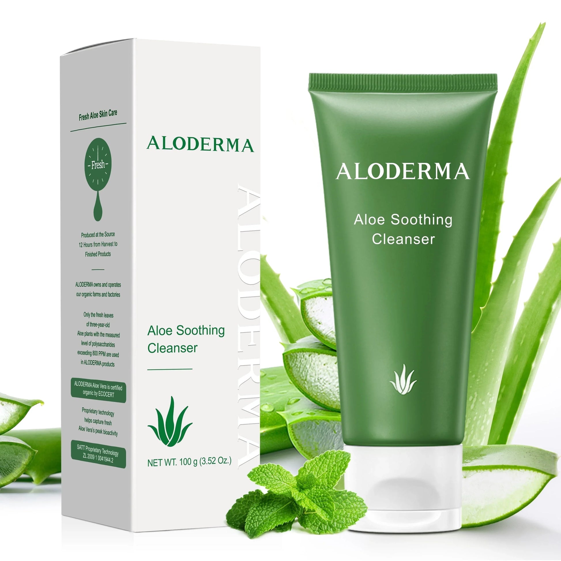 Soothing Facial Cleanser with 76% Organic Aloe Vera - Natural Face Wash with Allantoin for Sensitive Skin - Nourishing, Moisturizing Aloe Vera Face Wash with Glycerin - Aloe Skin Cleanser