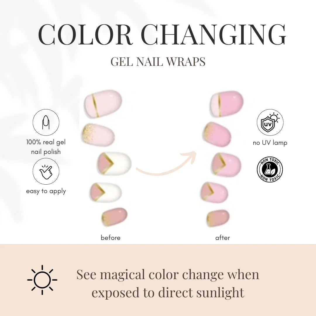 laurenbbeauty COLOR CHANGE Pink & Gold Delicate Geometric Gel Nail Wrap