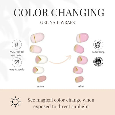 laurenbbeauty COLOR CHANGE Pink & Gold Delicate Geometric Gel Nail Wrap - Image 2
