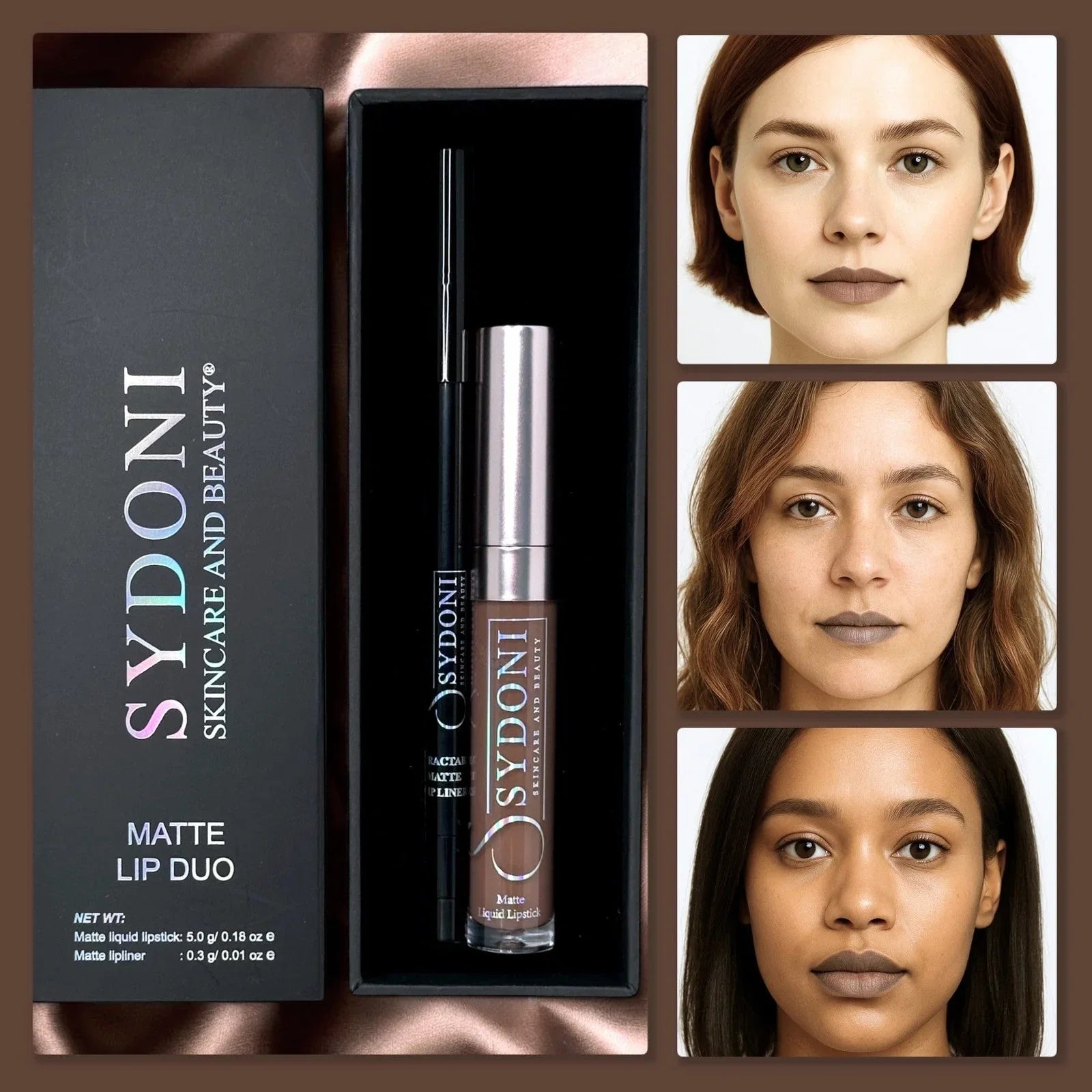 Sydoni CHESTNUT MATTE LIP DUO with Chocolate Lip Pencil