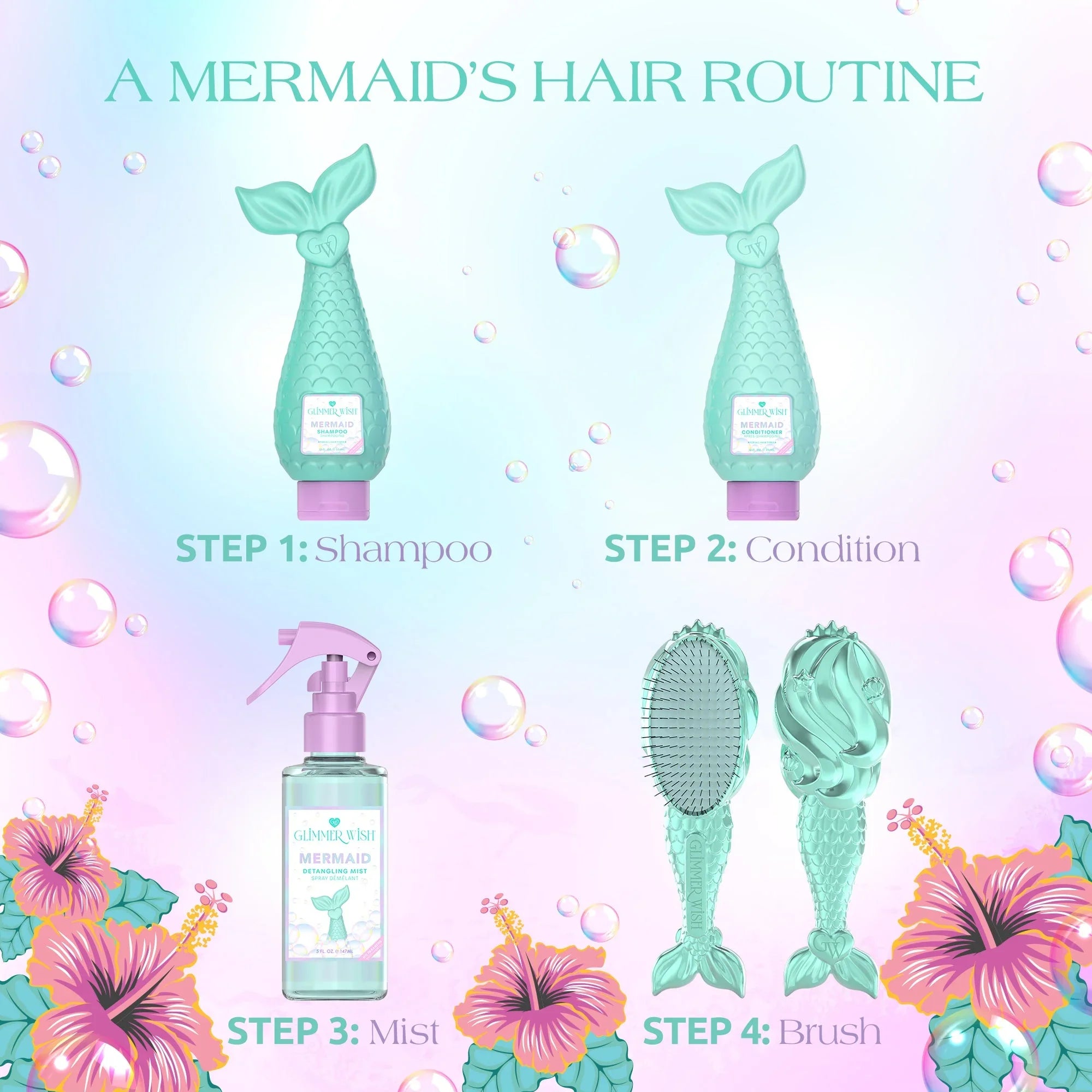 Glimmer Wish Mermaid Detangling Hair Brush