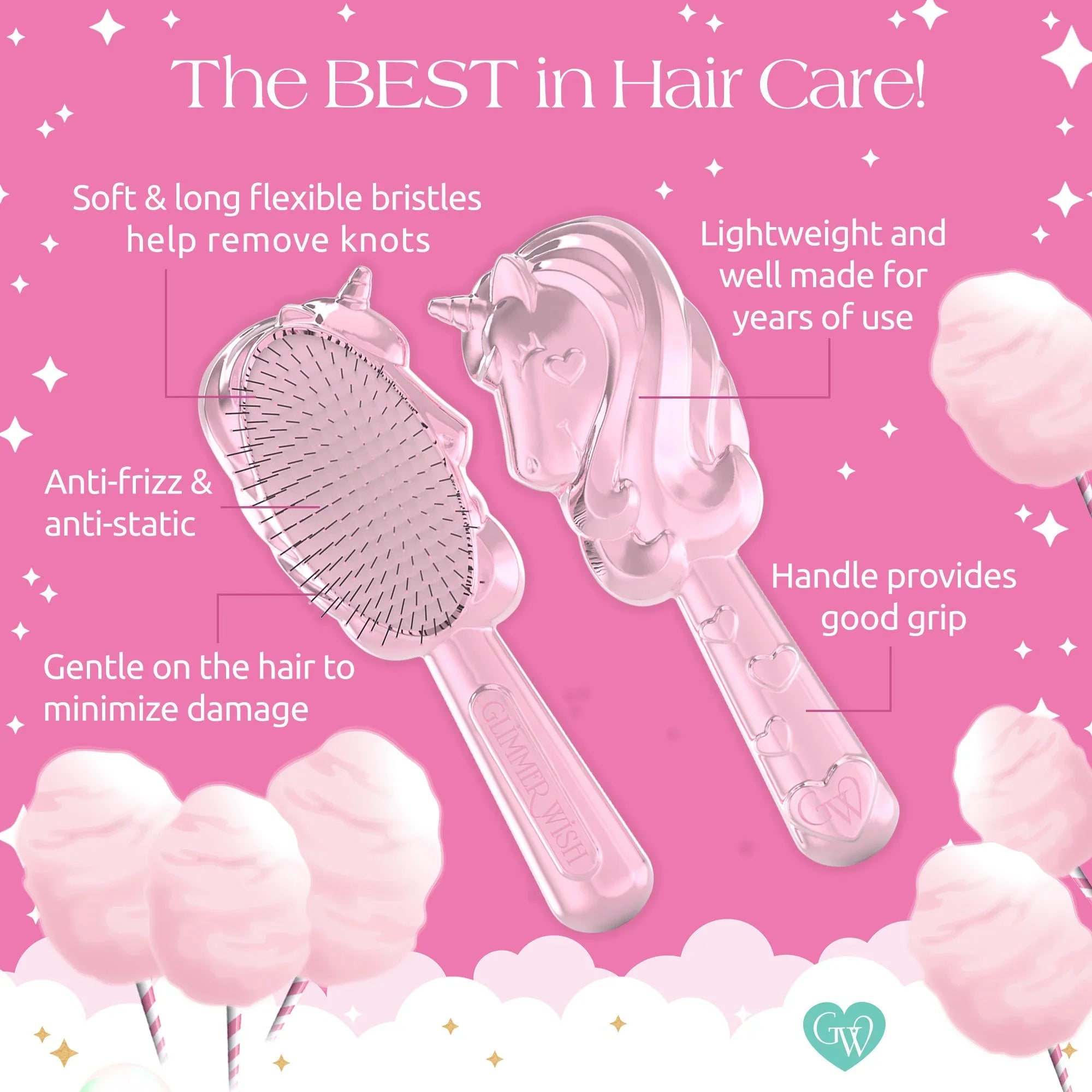 Glimmer Wish Unicorn Detangling Hair Brush