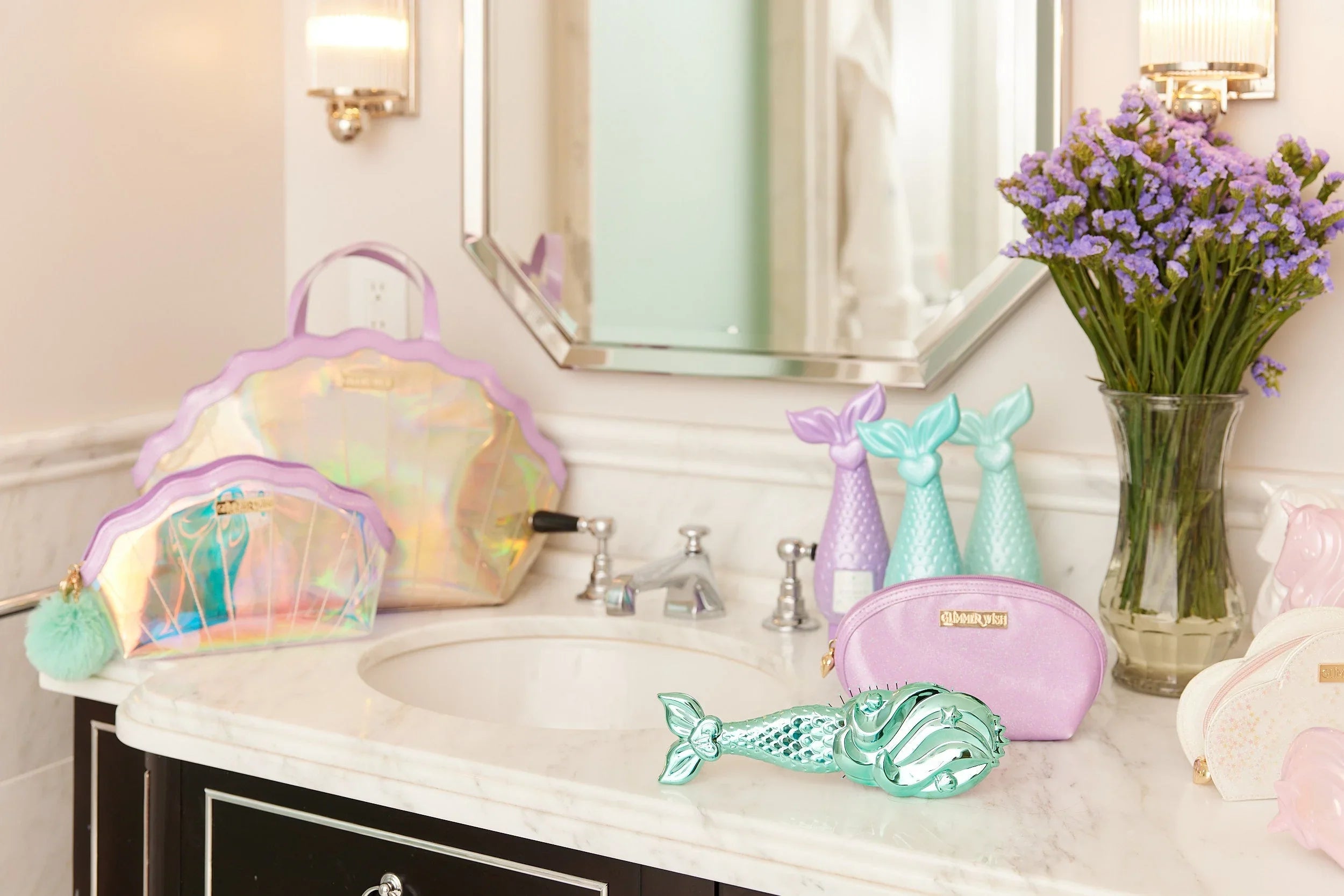 Glimmer Wish Mermaid Shell Cosmetic Bag