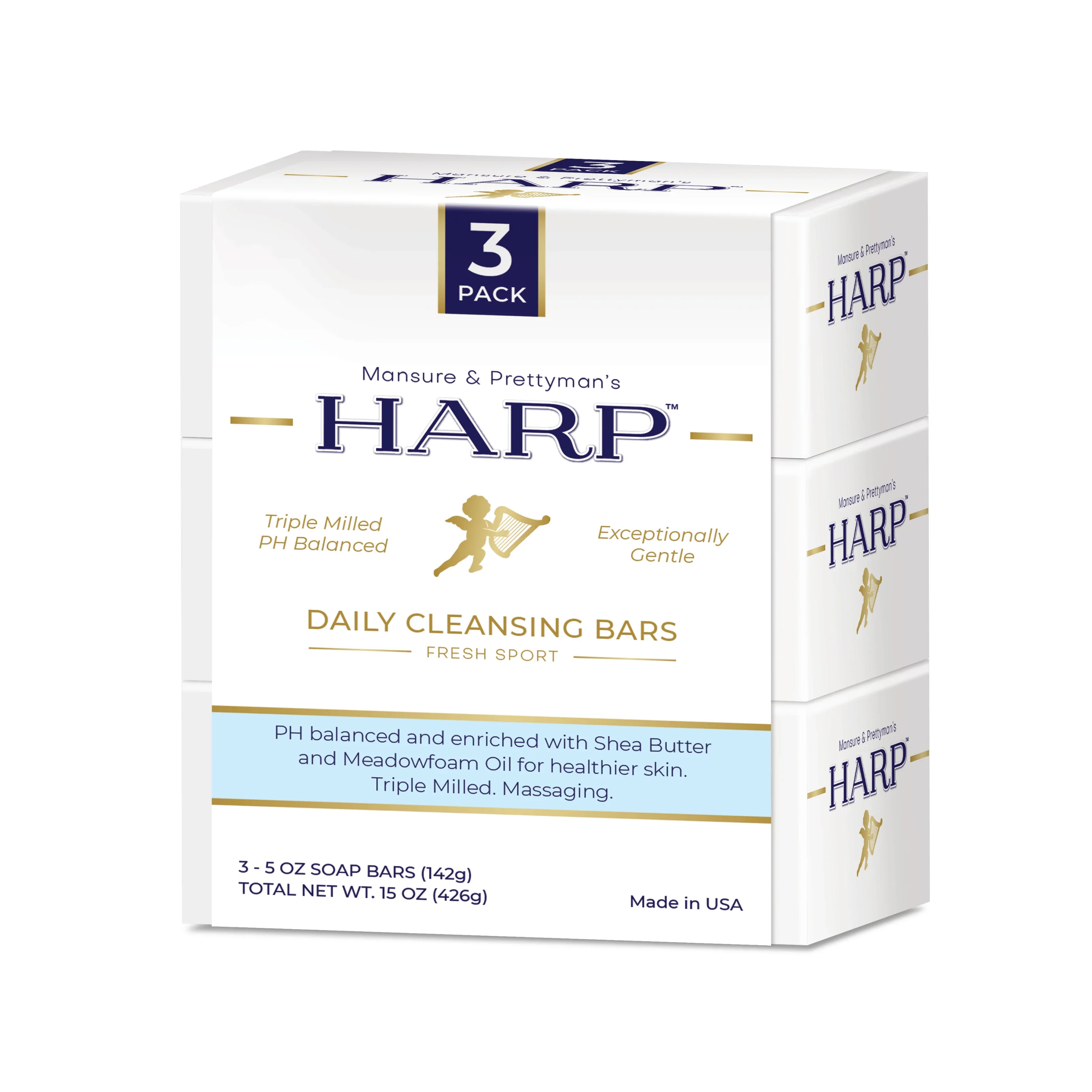 Mansure & Prettyman's HARP HARP® Fresh Sport Body Wash Bar – pH Balanced (5.0–6.0)